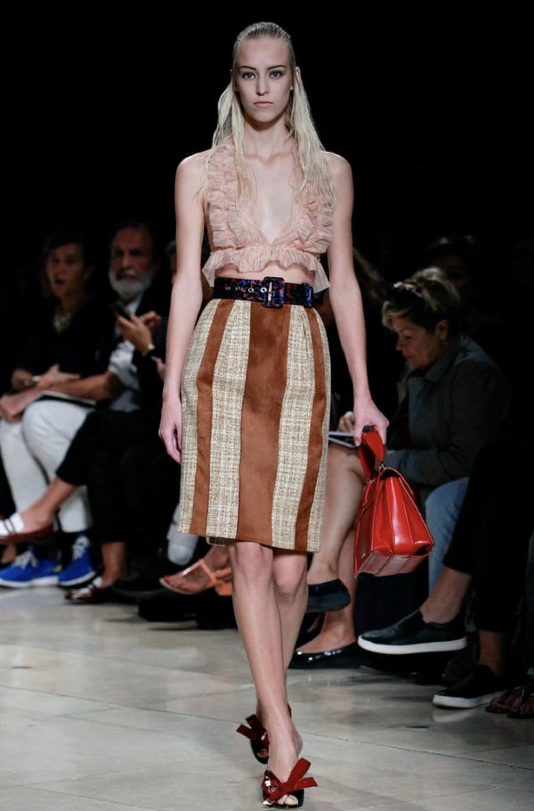 Miu Miu SS15 Miu Miu Tweed Suede Midi Skirt Size 25" / US 0 / IT 36 - 2 Thumbnail