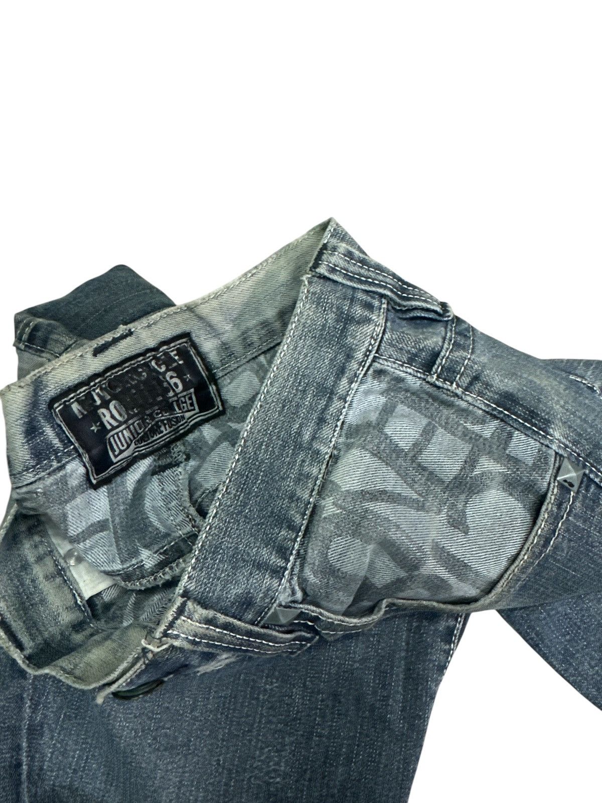 Japanese Brand Vintage Denim Distress Pocket twist leg motorcyle round66. Size US 30 / EU 46 - 10 Thumbnail