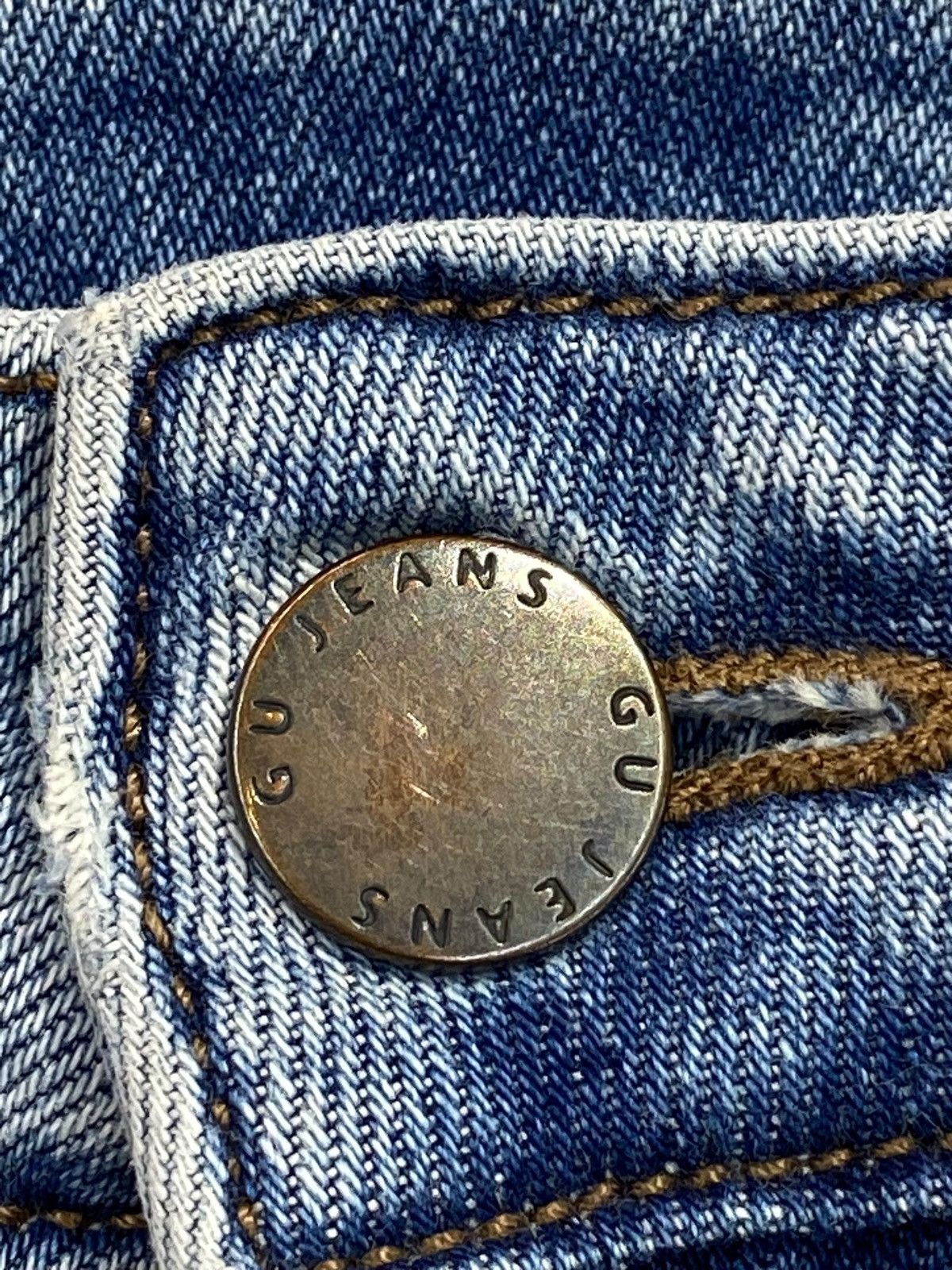 GU Gu Brand Faded Blue Wash Style Flare Jeans Size US 28 / EU 44 - 10 Thumbnail