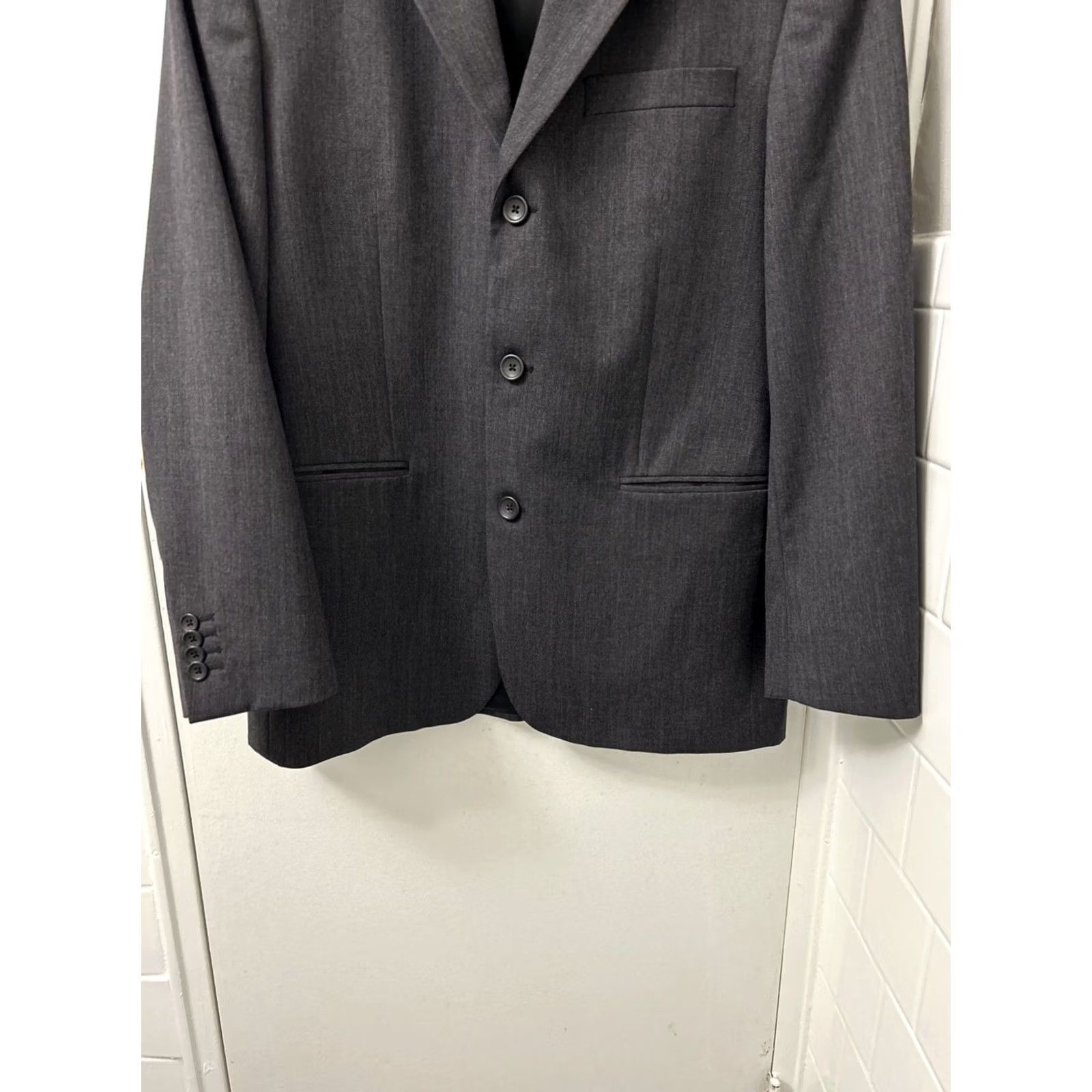 Banana Republic Banana Republic Blazer Mens 40S Gray Wool 3-Button Regular Fit Jacket/Coat Short Length Size 40R - 3 Thumbnail
