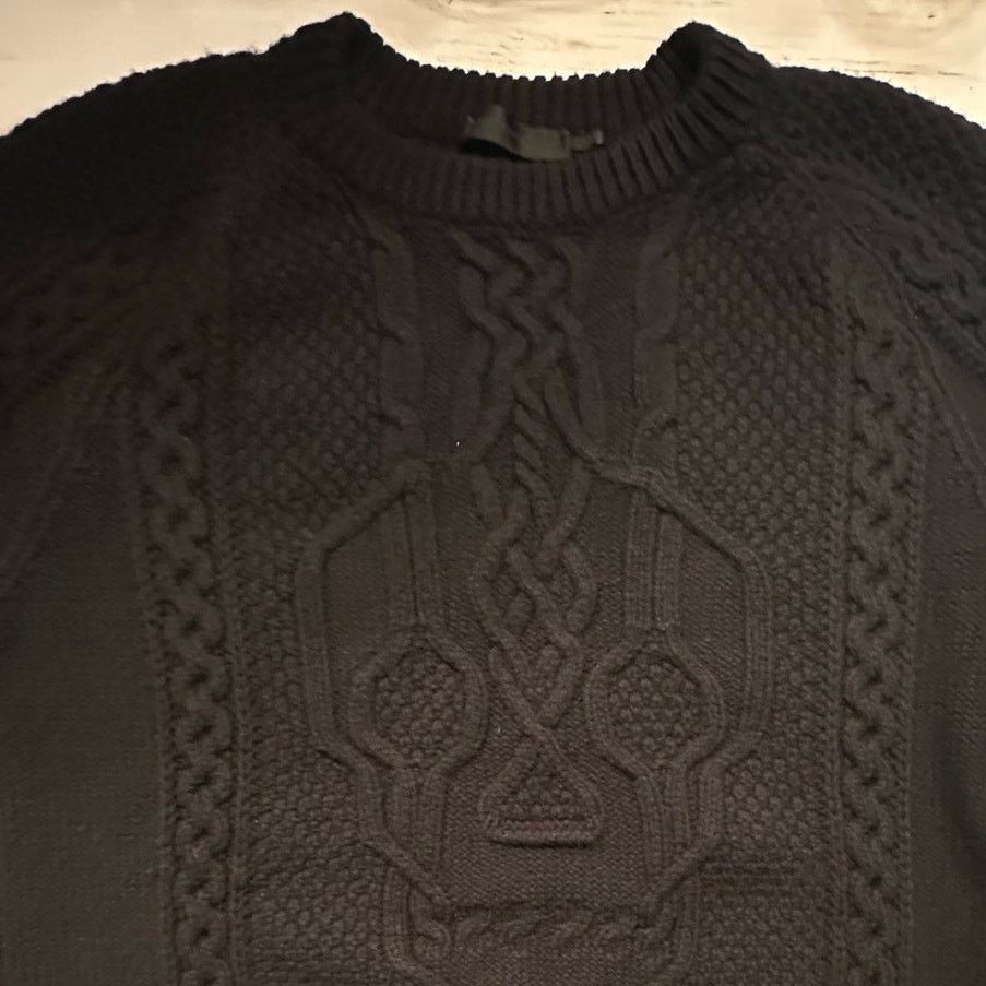 Alexander McQueen Skull Motif Fisherman Cable Sweater Black LRG Wool Cashmere Size US L / EU 52-54 / 3 - 10 Thumbnail