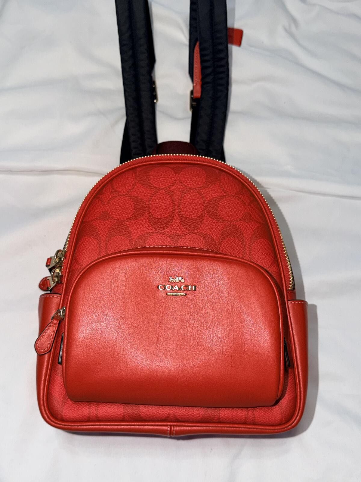 COACH Miami Red Court Pebbled Leather Backpack NWT Coach Mini Court Backpack In Signature Canvas & Leather  main image 2