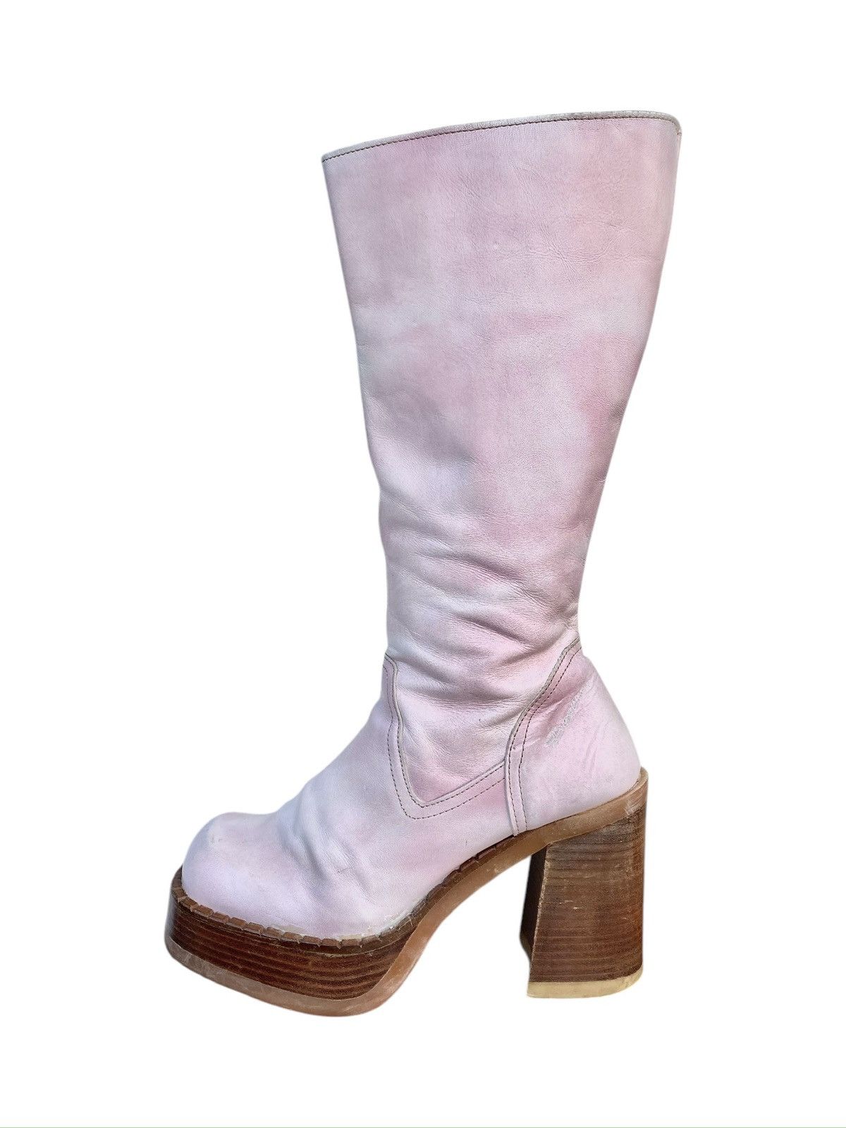 Vintage Destroy leather block platform boots Size 40