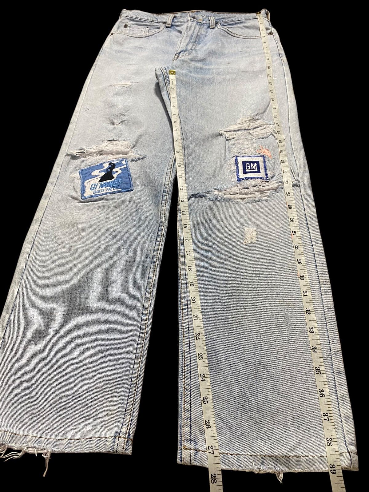 Levi's Vintage Clothing Vintage Levis 525 Light Wash Patched Distressed Jeans Size US 29 - 18 Thumbnail