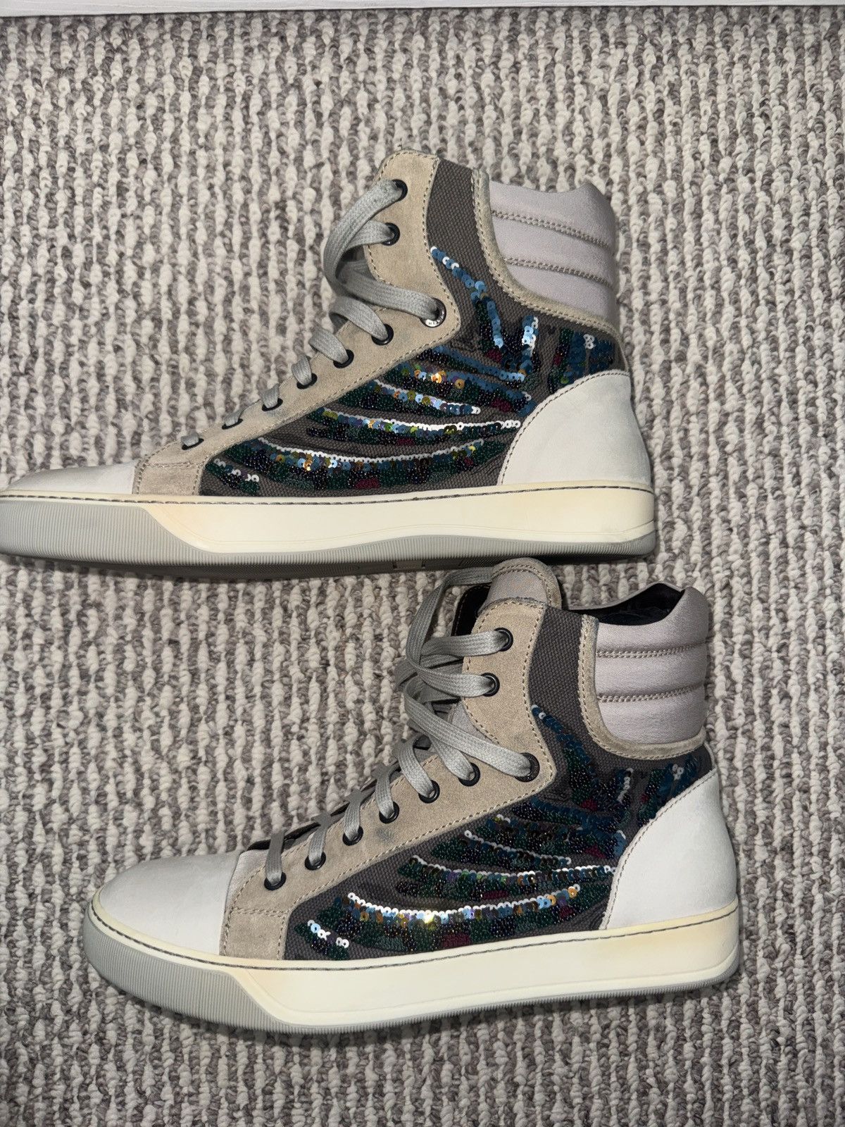 Lanvin Lanvin High-Top Sequin Embroidered Trainer –Multi-Color US 8 Size US 8 / EU 41 - 3 Thumbnail