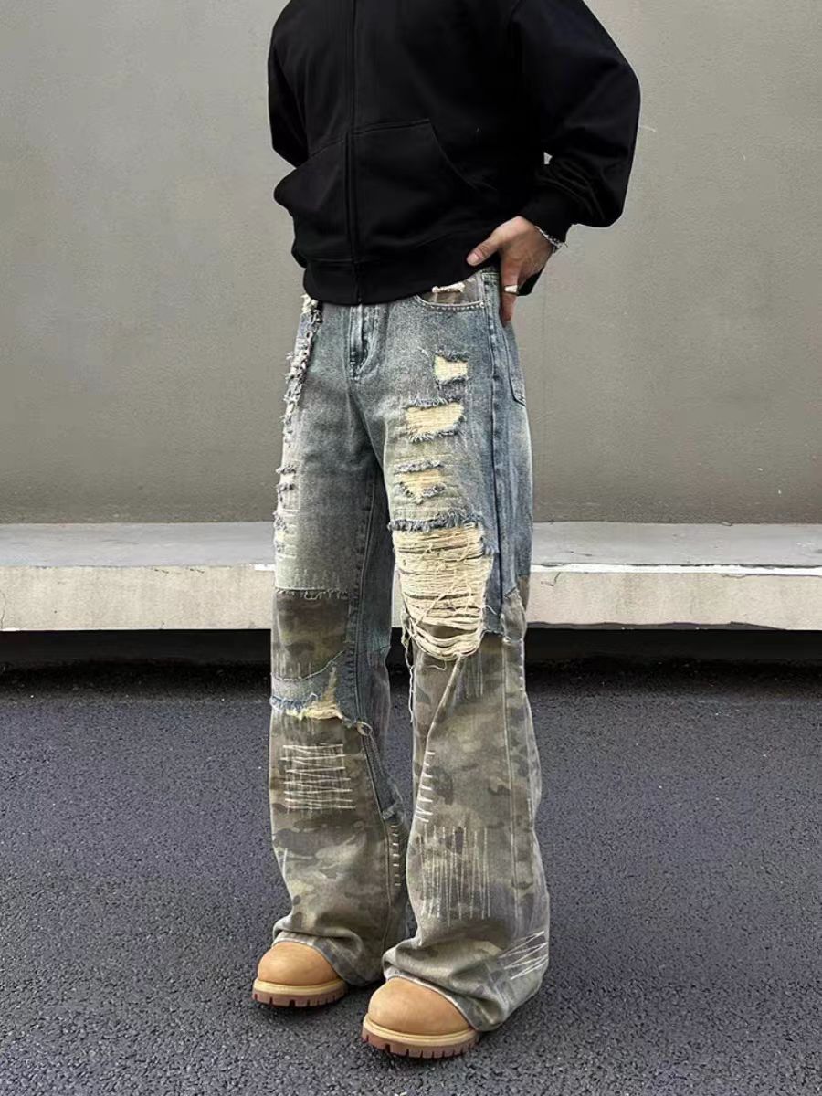 Japanese Brand × Jean Street style ripped jeans with baggy design Size US 34 / EU 50 - 4 Thumbnail