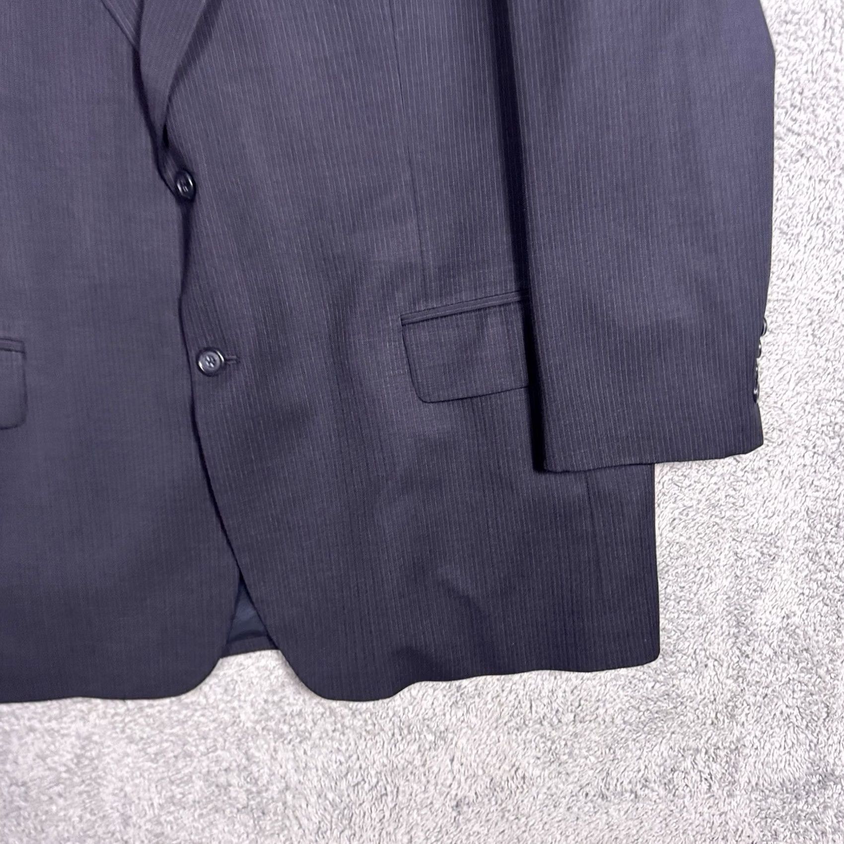 Jos. A. Bank Jos A Bank Suit Mens 46R 38x27 2 Piece 100% Wool Pinstripe Cuffed 2 Button Set Size 46R - 3 Thumbnail