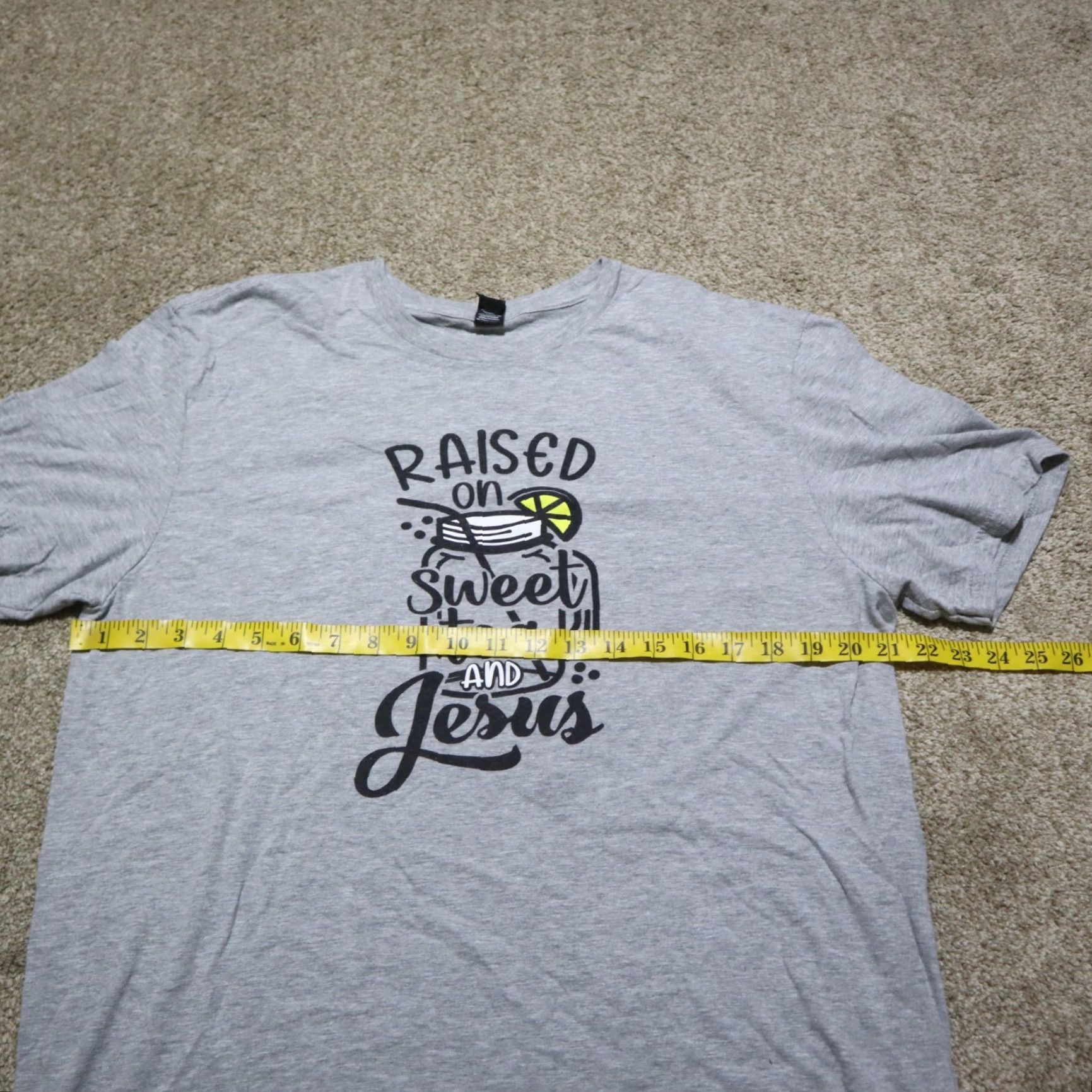 X-LARGE Raised On Sweet Tea And Jesus Tee Mens T-Shirt XL Gray Short Sleeve Cotton Blend Size US XL / EU 56 / 4 - 4 Thumbnail