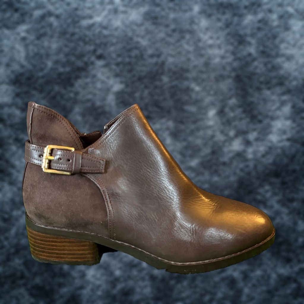 Cole Haan Cole Haan Signature Brown Leather Suede Ankle Boots Womens 6.5 B Buckle Zip Almond Toe Block Heel Bootie Size US 7 / IT 37 - 1 Thumbnail