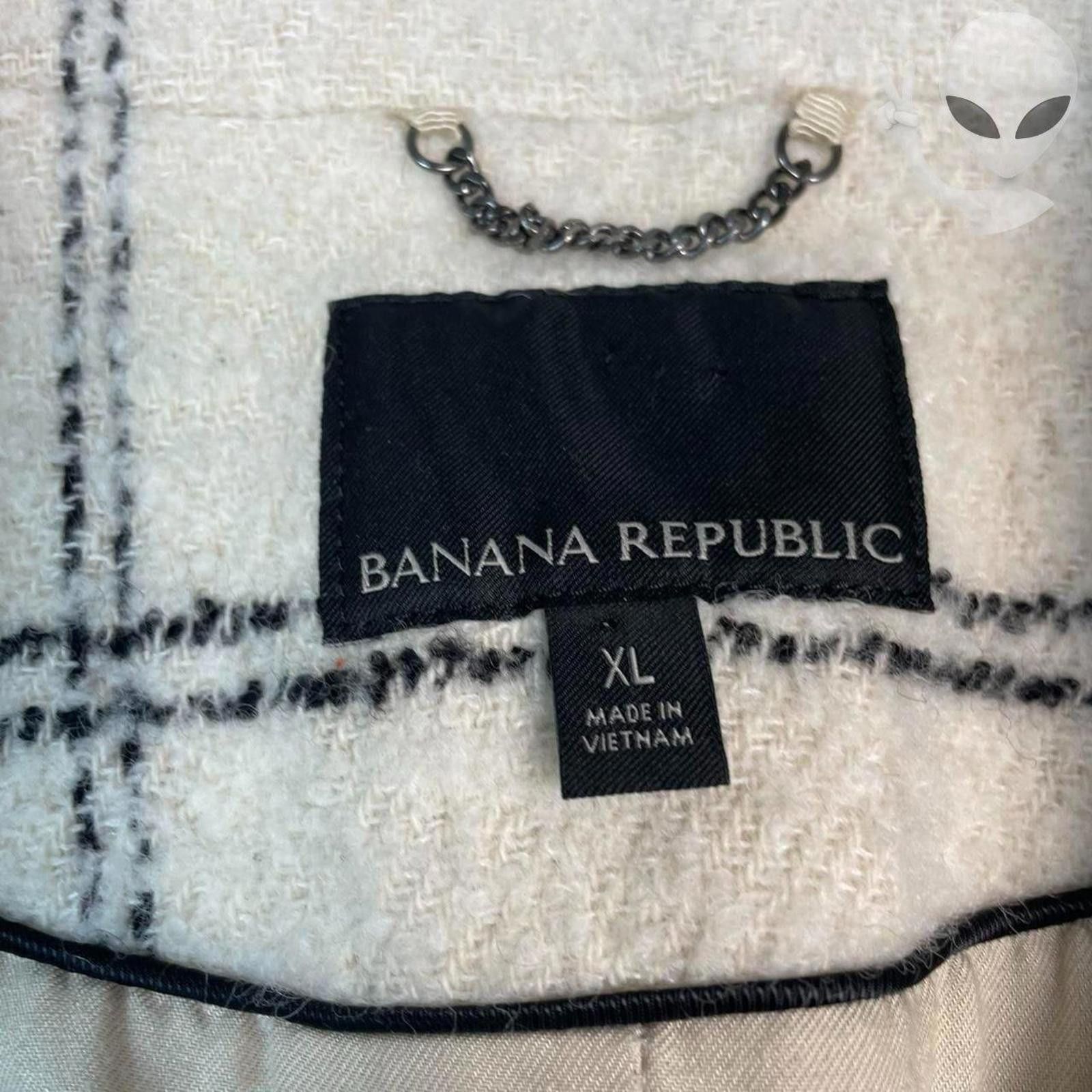 Banana Republic Banana Republic XL Cream Windowpane Plaid Pea Coat Wool Size XL / US 12-14 / IT 48-50 - 5 Thumbnail