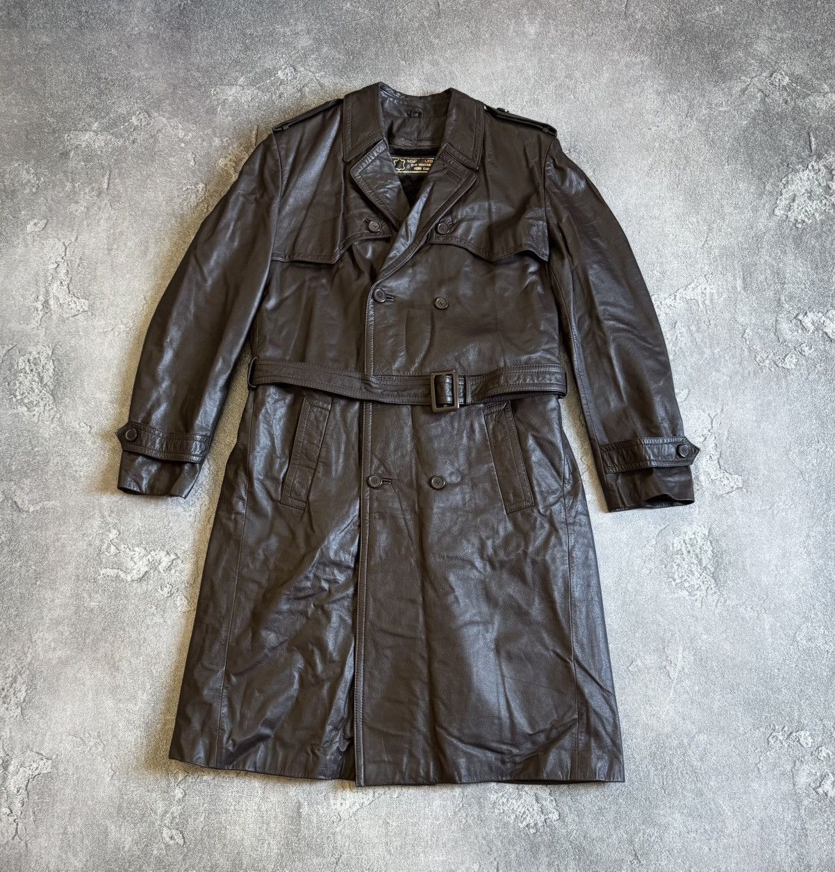 Genuine Leather Retro 52size vintage leather brown coat jacket + lining 90s Size US L / EU 52-54 / 3 - 8 Thumbnail
