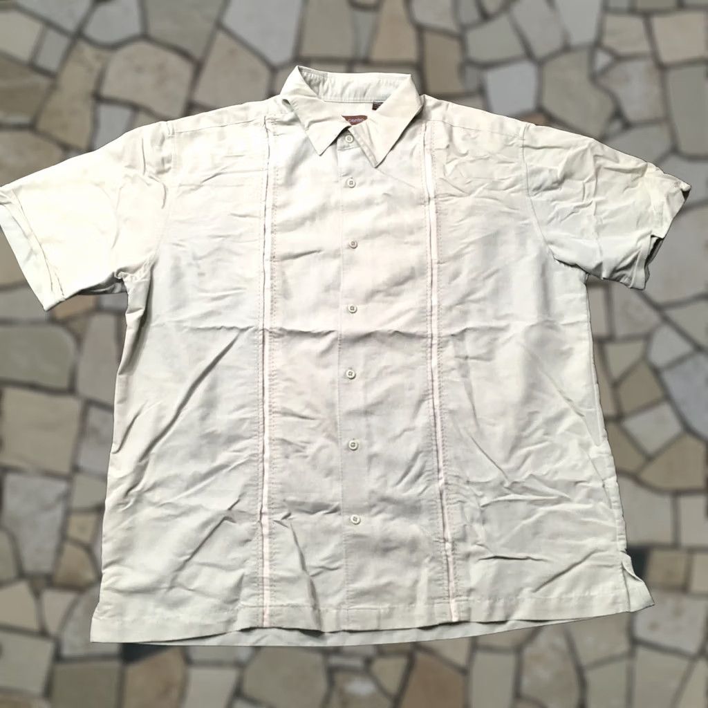 Vintage Centro Button Down Camp Shirt Men’s XL Charlie Sheen Martini Rayon Beige Size US XL / EU 56 / 4 - 1 Thumbnail