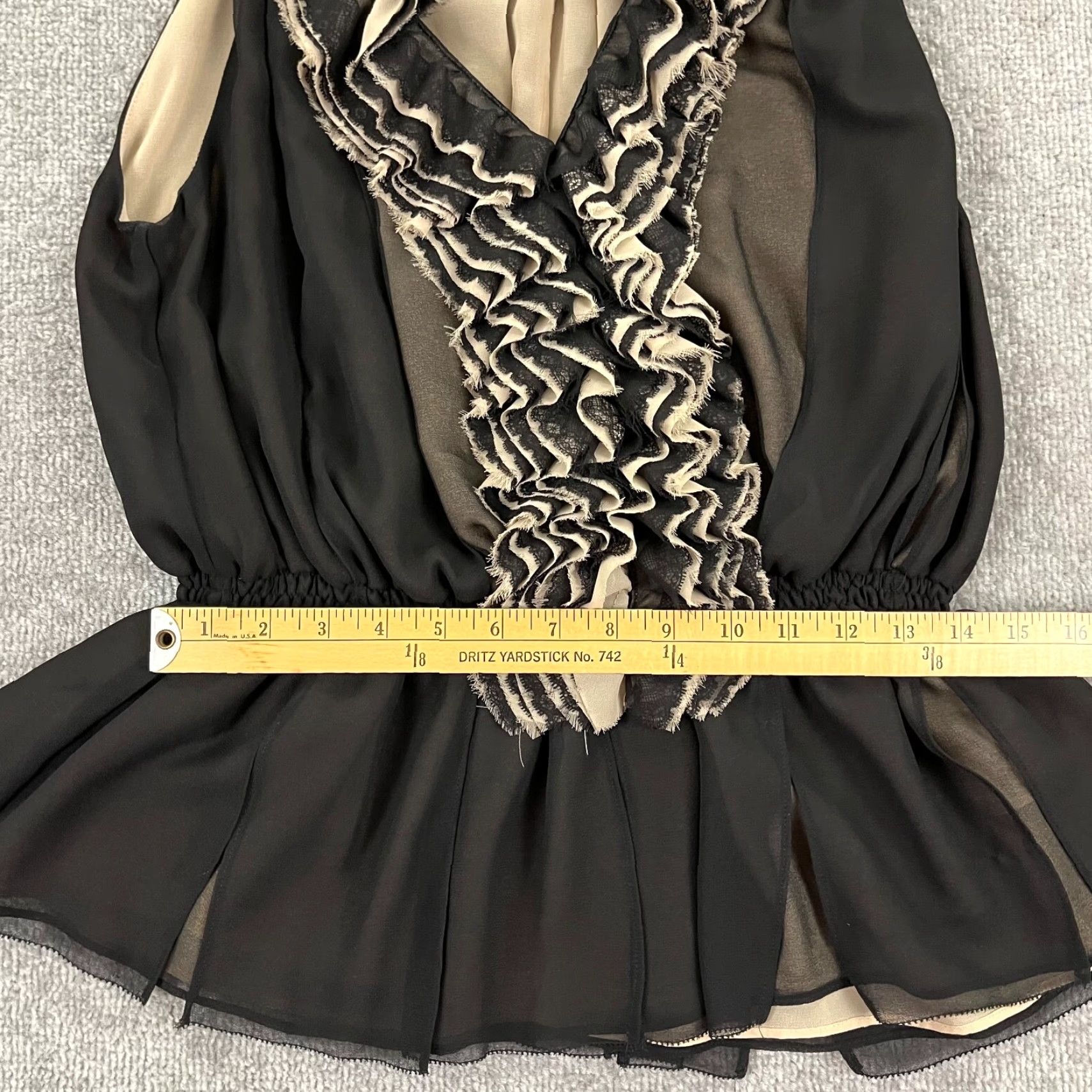 Neiman Marcus NEIMAN MARCUS Top Women Small Black Ruffled Georgette Sleeveless Prom Rodriguez Size S / US 4 / IT 40 - 5 Thumbnail