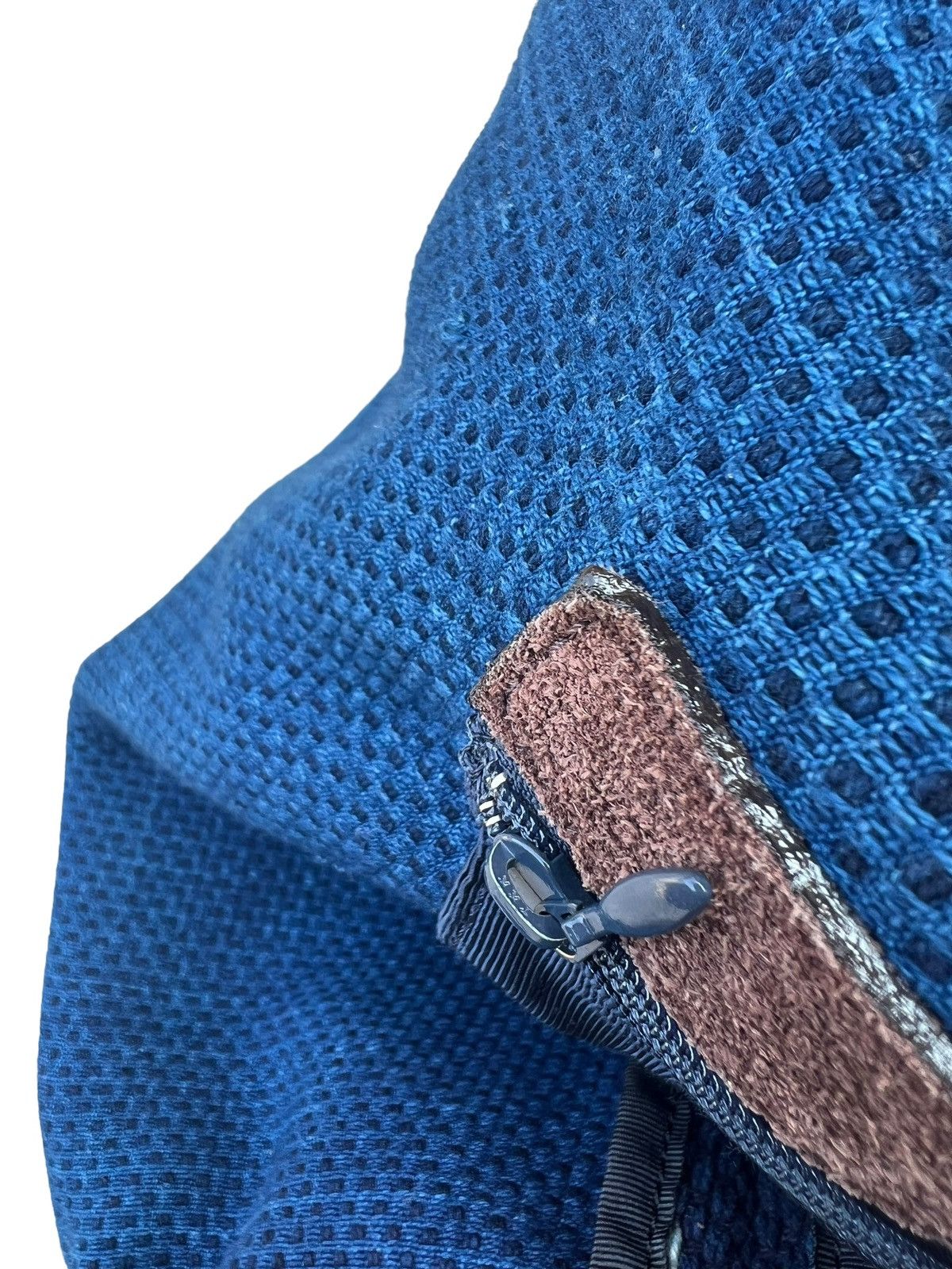 Indigo RARE! Vintage Japan Indigo Sashiko Kendo Suede Leather Bag Size ONE SIZE - 13 Thumbnail