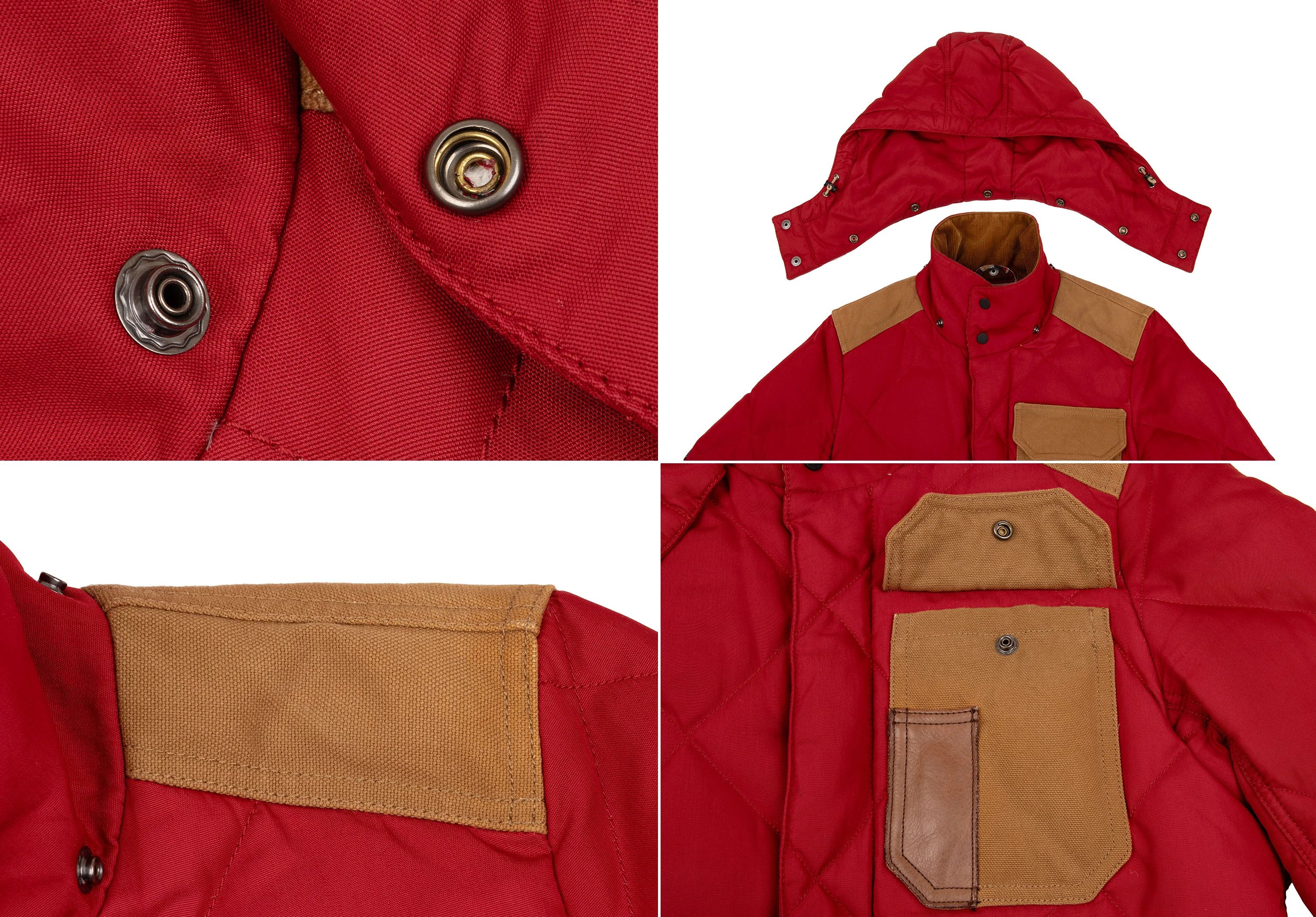 Junya Watanabe Quilted Down Hooded Jacket in Red, Size XS Size US XS / EU 42 / 0 - 6 Thumbnail
