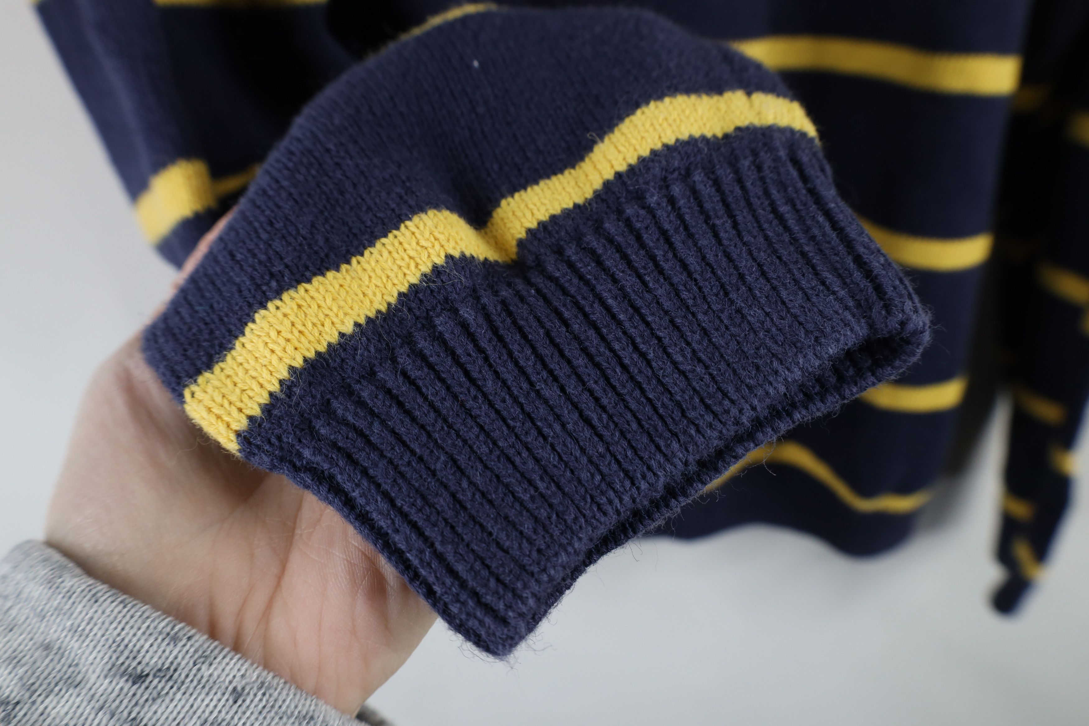 Vintage Vintage 90s University of Michigan Striped Crewneck Sweater Size US L / EU 52-54 / 3 - 6 Thumbnail