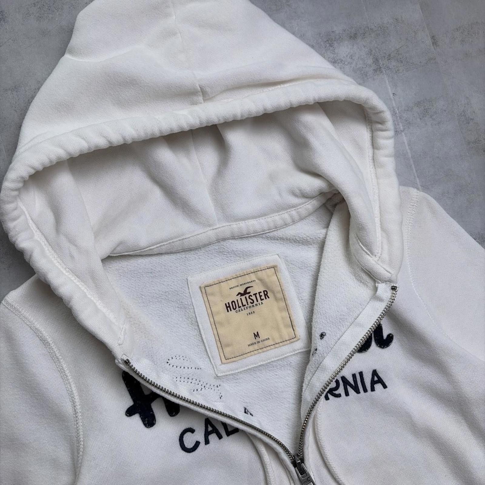 Other Y2K White Hollister Surf Grunge Skater Zip Up Hoodie Size M / US 6-8 / IT 42-44 - 6 Thumbnail