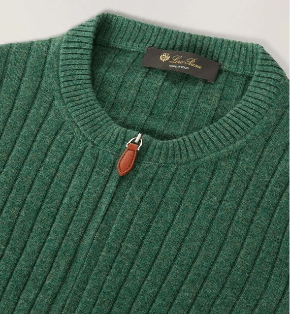 Loro Piana o1w1db10724 Maras Bomber Cashmere Cardigan in Green Size M / US 6-8 / IT 42-44 - 3 Thumbnail