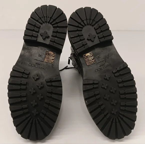 Jimmy Choo Cora Logo Debossed Combat Boots - EU36.5/US6.5