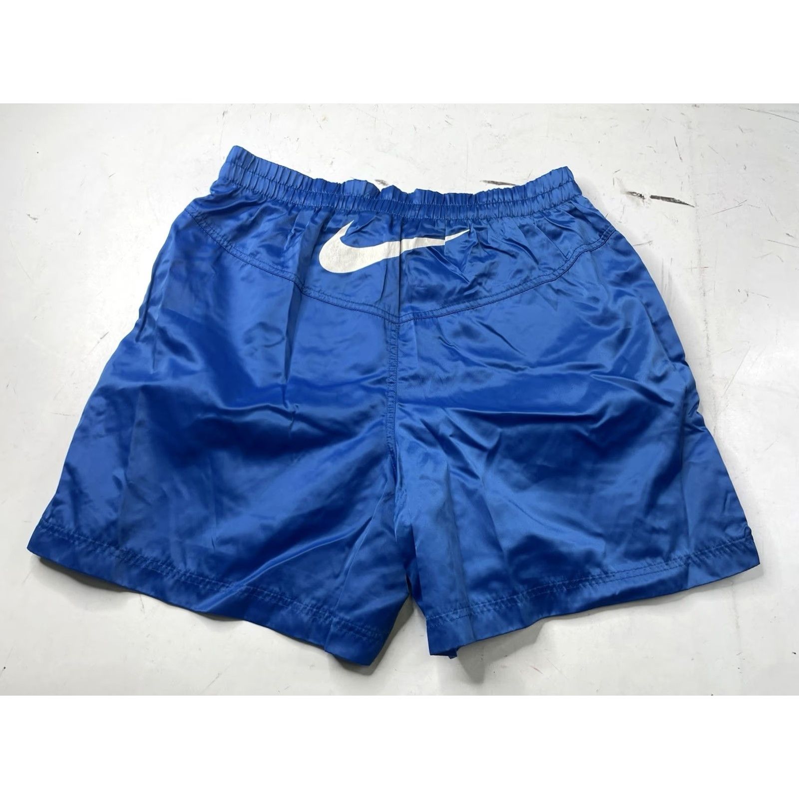 Nike VINTAGE Nike Shorts Men L Blue Nylon Drawstring Swoosh Shiny Athletic Exercise Running Gym & Training Size US 33 - 2 Thumbnail