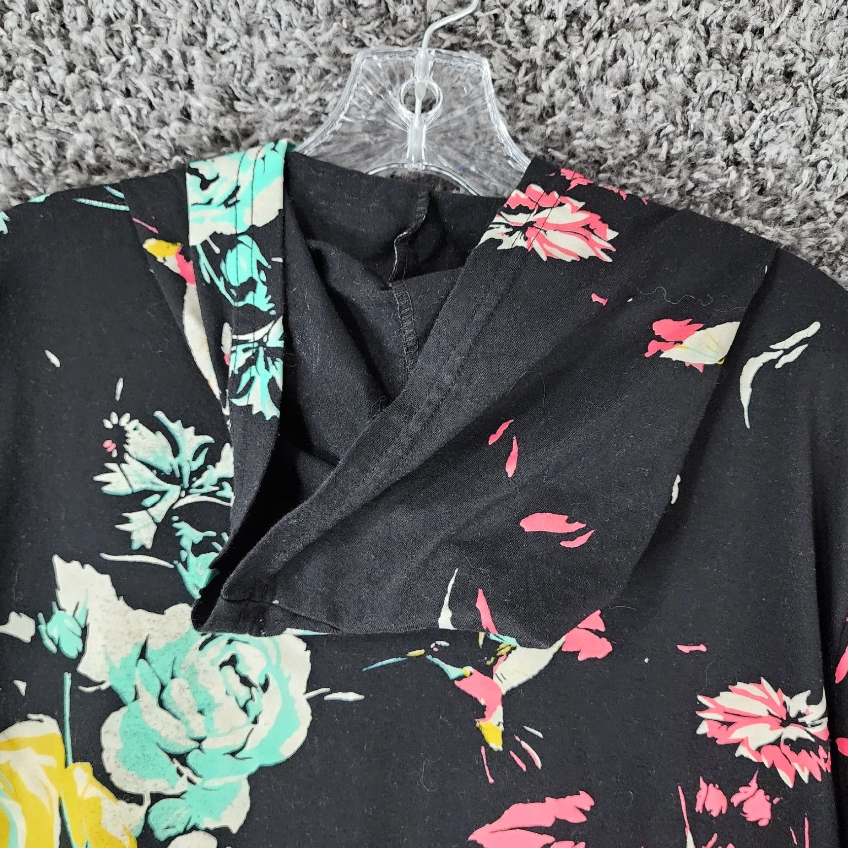 Vintage Launder Tee Hooded Short Sleeve Black Floral Legendary Mens XL Shirt Size US 36 / EU 52 - 7 Thumbnail