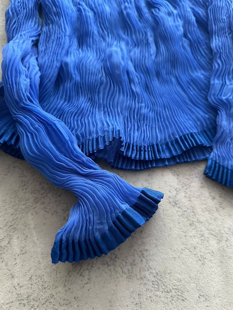 Issey Miyake Issey Miyake Blue wicker pleated top Size L / US 10 / IT 46 - 6 Thumbnail