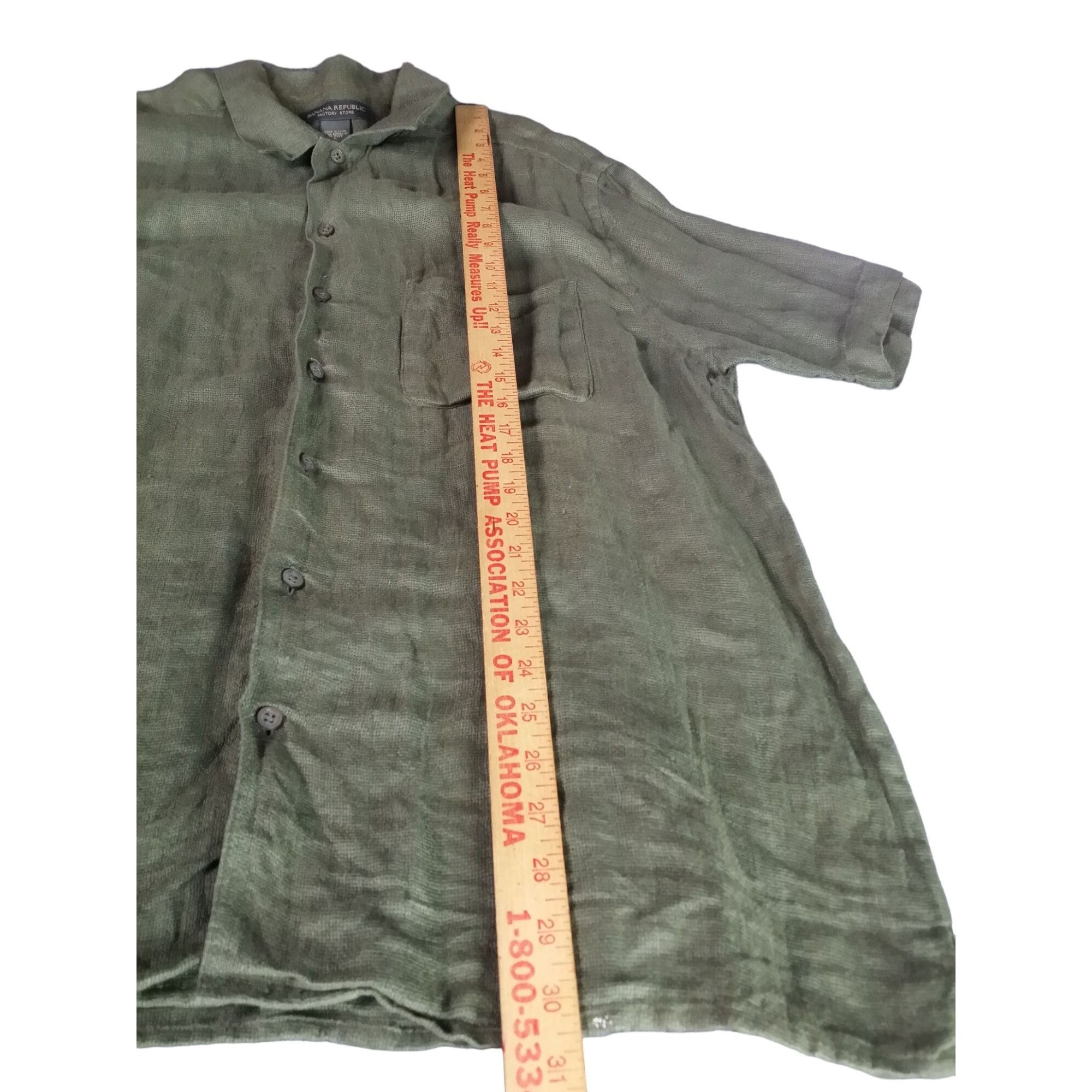 Banana Republic Banana Republic Linen Button Up Shirt Men Sz L Green Short S Size US L / EU 52-54 / 3 - 3 Thumbnail