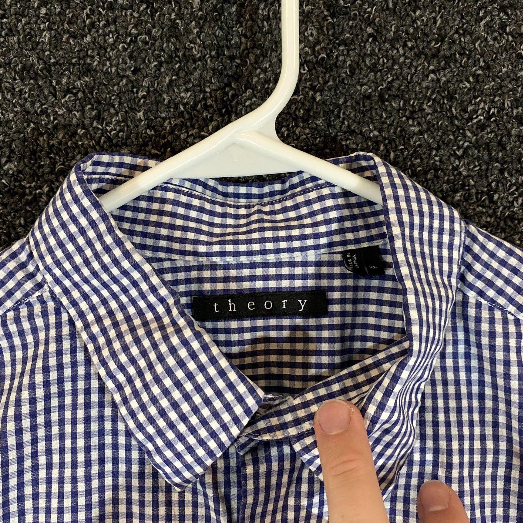 Theory Theory Shirt Mens XL White Blue Button Up Long Sleeve Dress Casual Plaid Check Size US XL / EU 56 / 4 - 2 Thumbnail