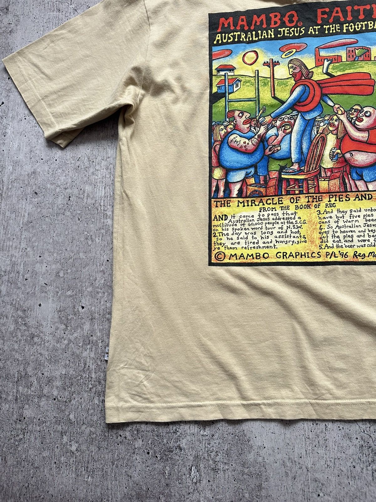 Mambo 1996 Mambo Australian Jesus At The Football Vintage Tee Size US XL / EU 56 / 4 - 17 Thumbnail