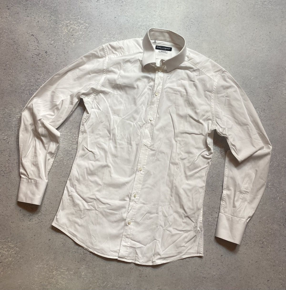 Dolce & Gabbana White Dolce Gabbana Gold Mens Shirt Button Up Size Medium Size US M / EU 48-50 / 2 - 1 Thumbnail