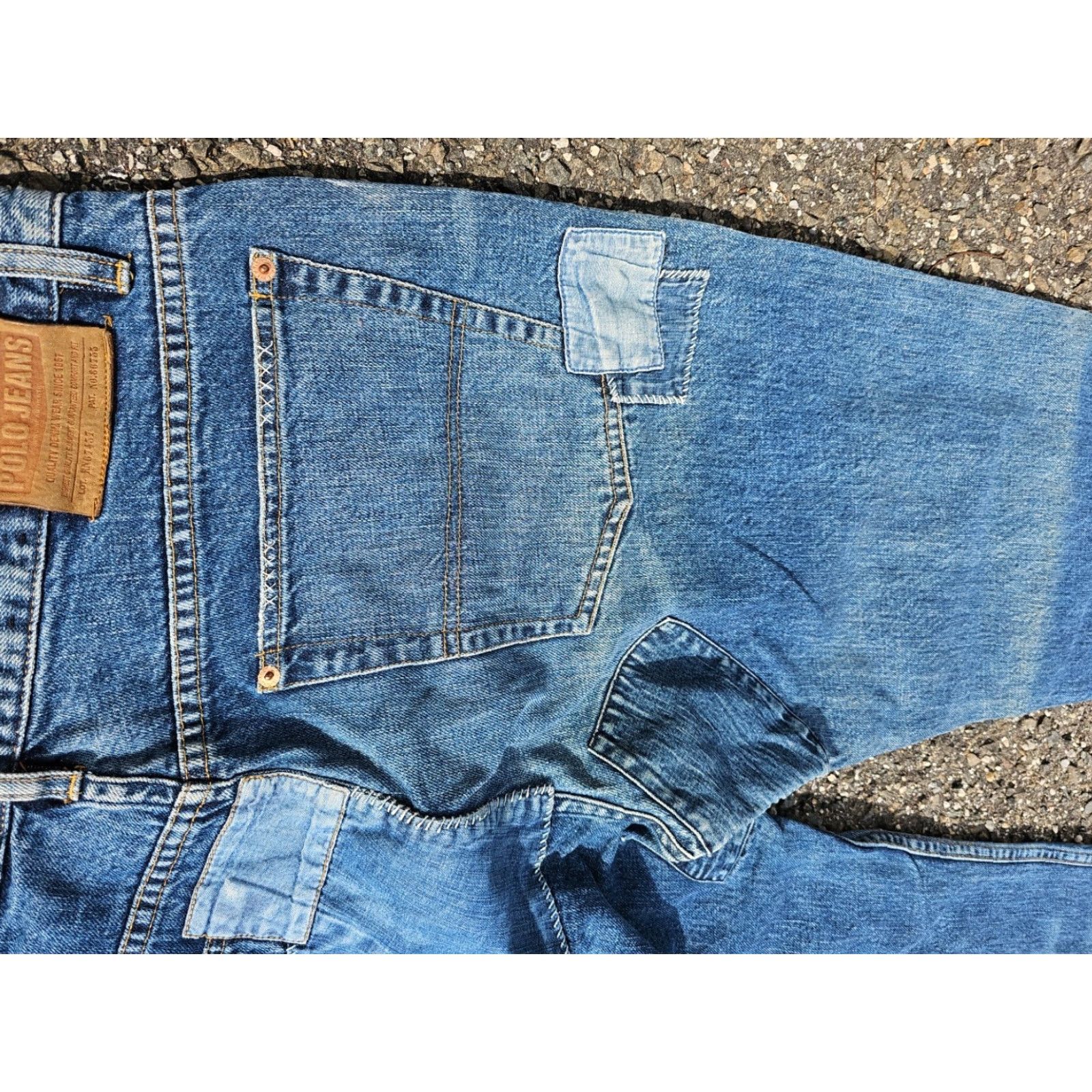 Ralph Lauren VINTAGE Ralph Lauren Polo Jeans Co. Jeans Men’s 34x34 Wide-Leg Baggy Denim Patchwork 90s Distressed Light Blue Size US S / EU 44-46 / 1 - 7 Thumbnail