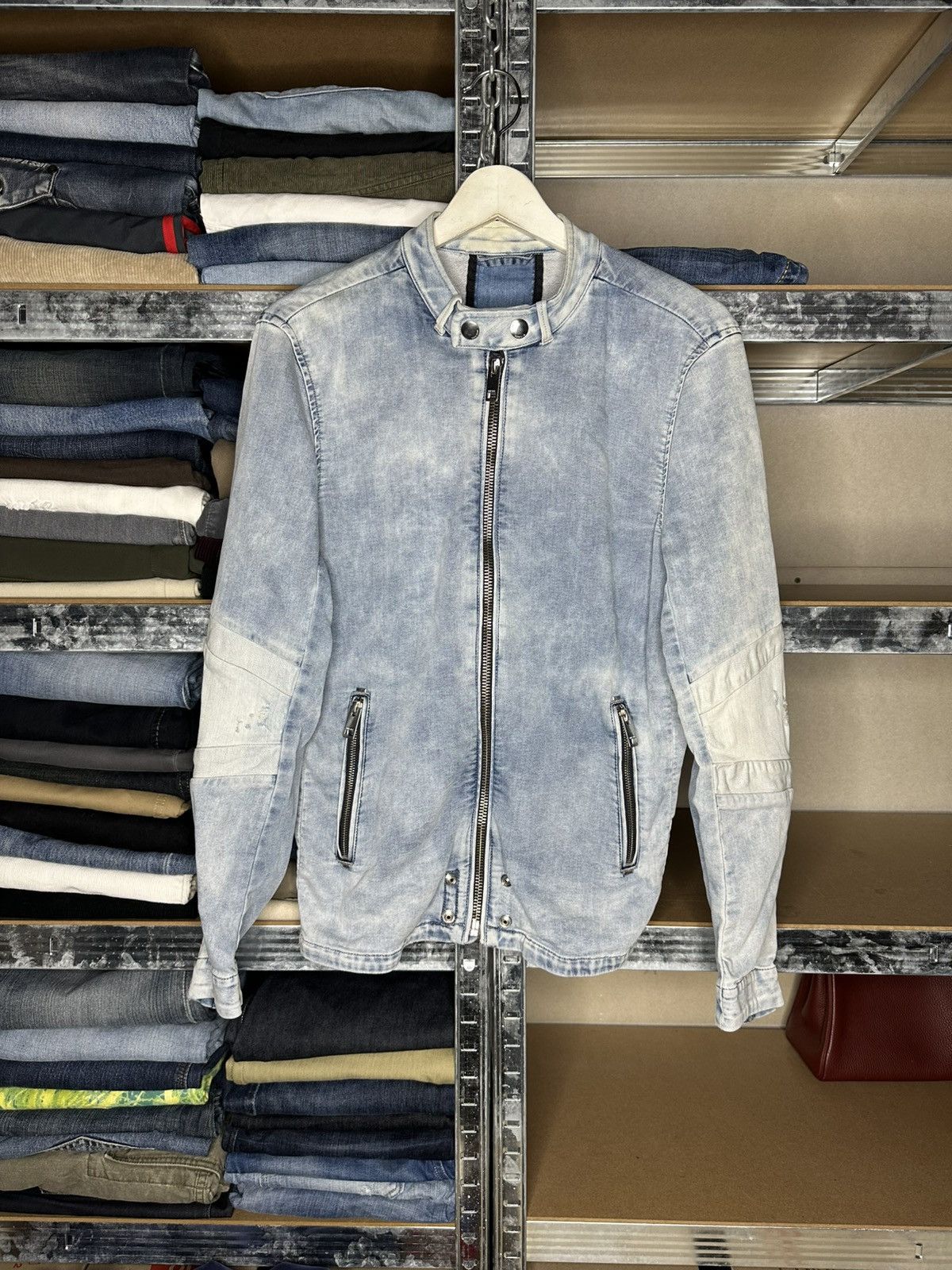 Diesel DIESEL JOGGJEANS DENIM JACKET MENS SIZE M LIGHT BLUE BIKER Size US M / EU 48-50 / 2 - 1 Thumbnail