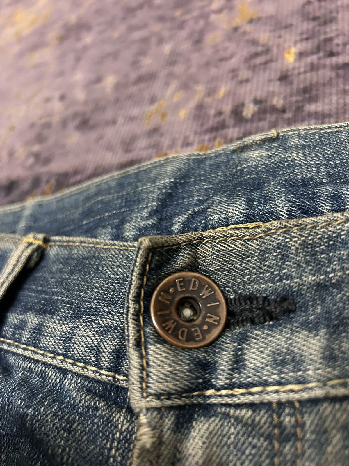 Edwin Vintage Edwin Japan Distressed Buckle Back Selvedge Jeans Size US 36 / EU 52 - 14 Thumbnail