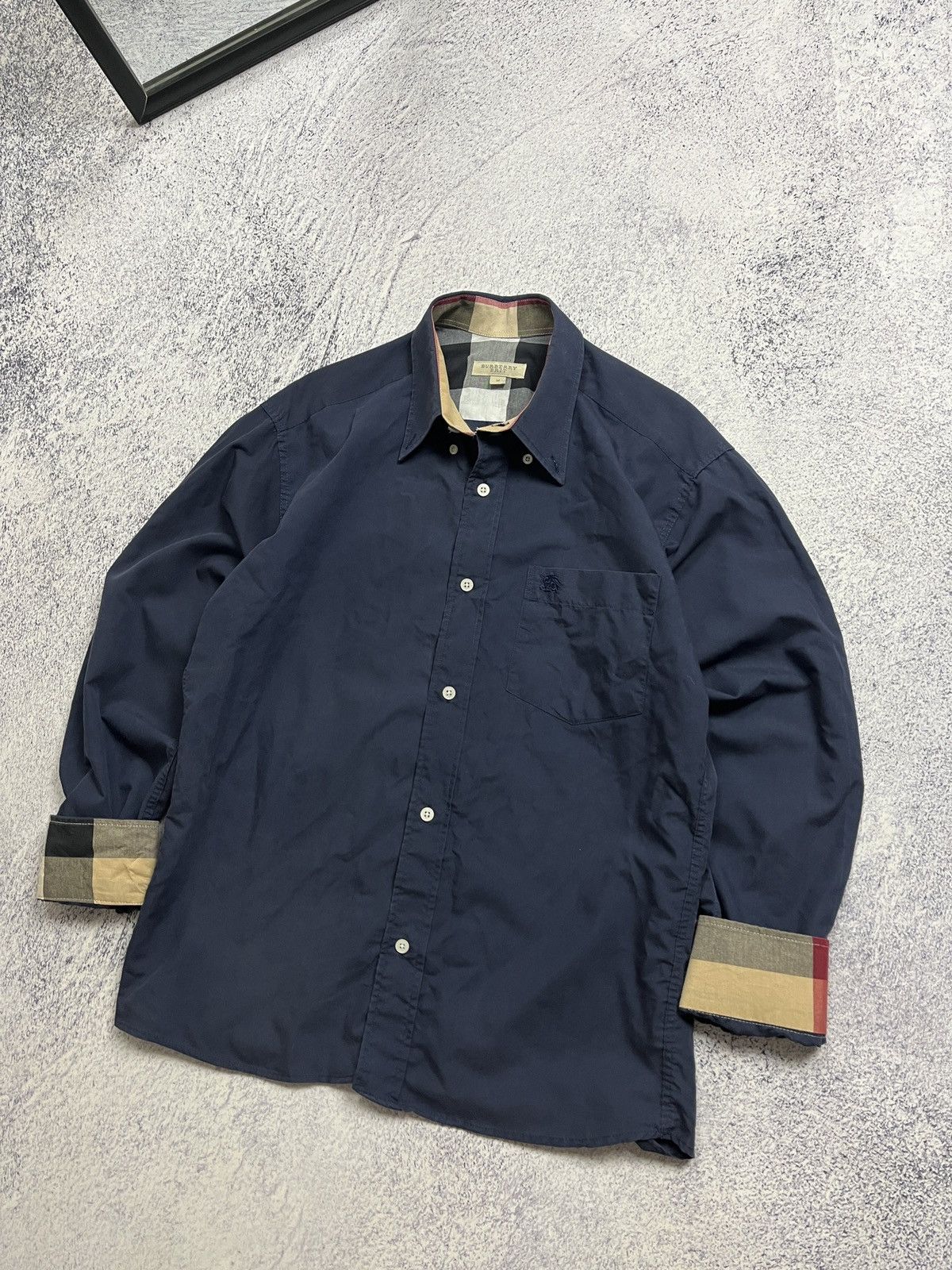 Burberry × Vintage Vintage Burberry Brit Nova Check Navy Button Up Shirt M Size US M / EU 48-50 / 2 - 3 Thumbnail