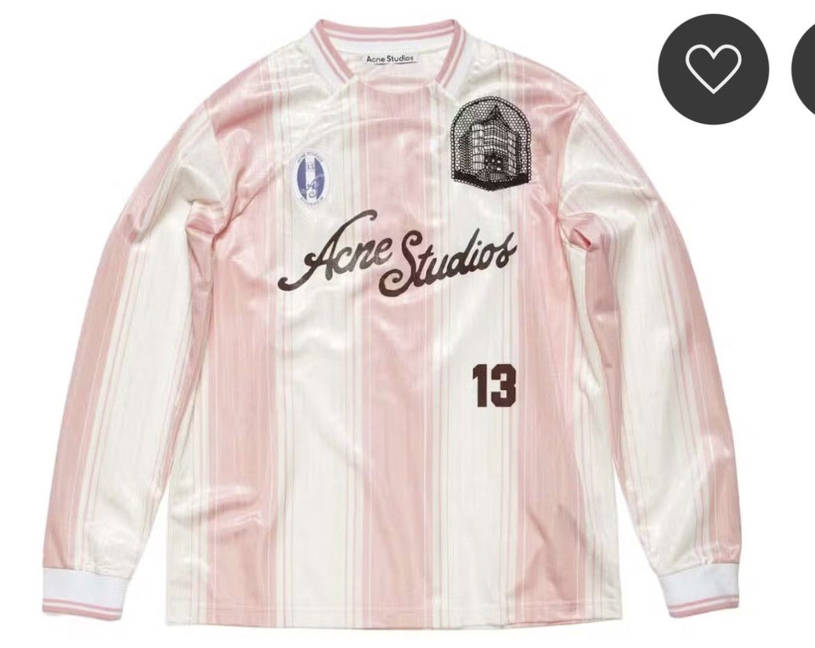 Acne Studios Acne Studios Logo Long Sleeve Jersey Pink/White Size US M / EU 48-50 / 2 - 1 Thumbnail