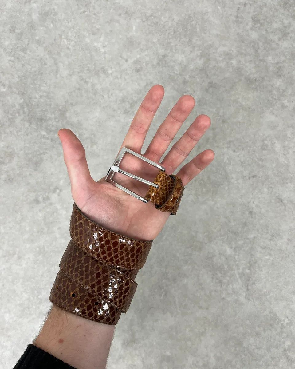 Pierre Cardin Pierre Cardin Python Brown Leather Belt Size ONE SIZE - 3 Thumbnail