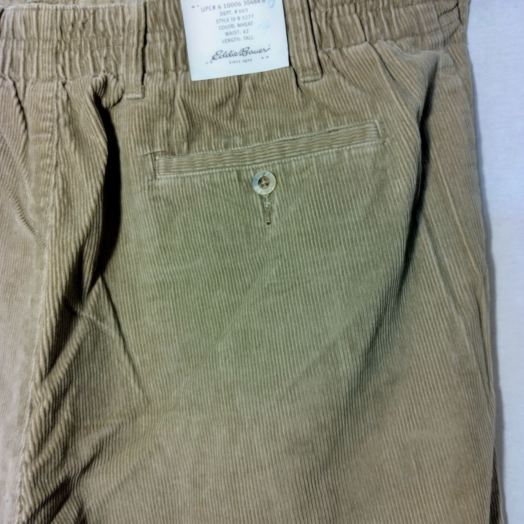 Eddie Bauer VINTAGE Eddie Bauer Corduroy Pants 42 Tall Men Dress Pants 42x35.5 Beige Corduroy Elastic Waist 38-42 Big & Tall Mens Size US 42 / EU 58 - 4 Thumbnail