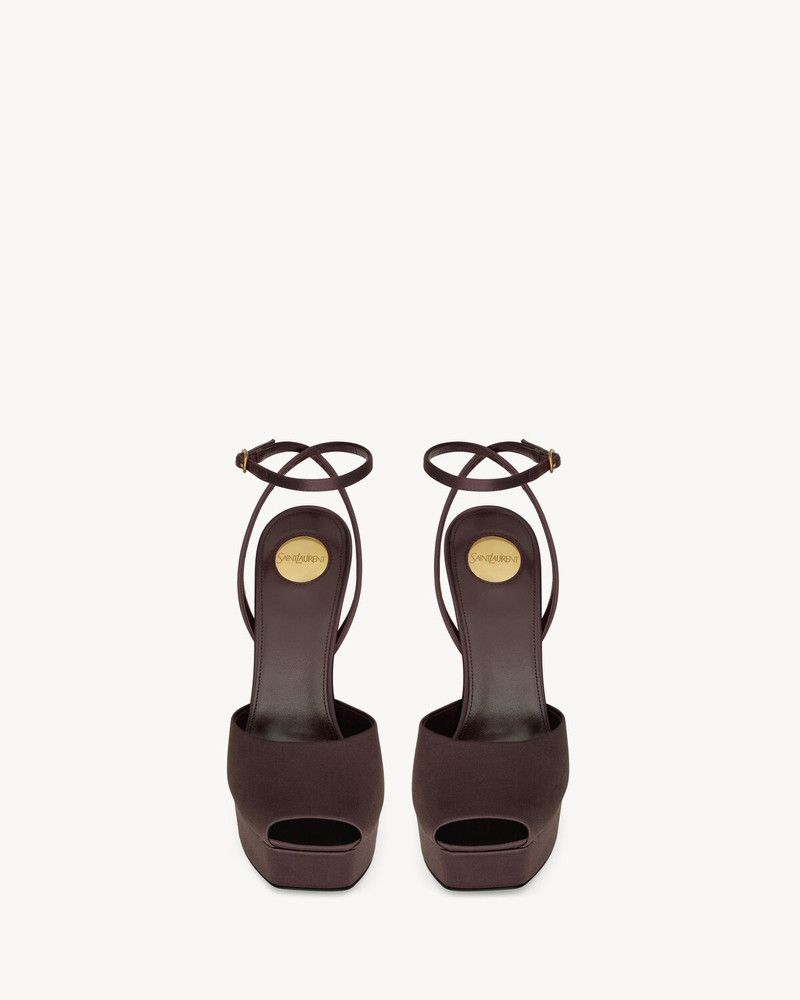 Saint Laurent Paris o1bcso1str0226 La Scandale Platform Sandals in Black Size US 11 / IT 41 - 3 Thumbnail