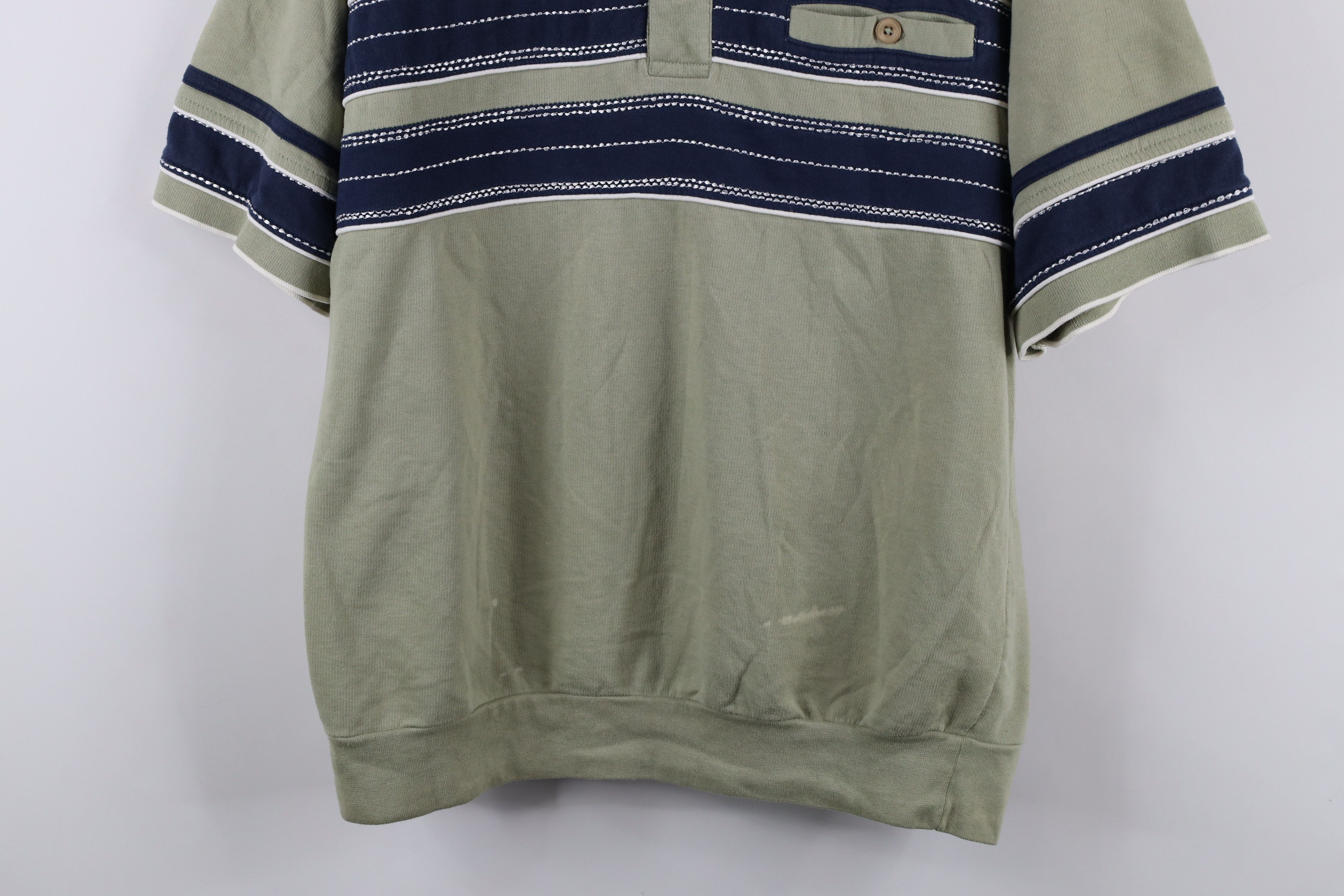 Vintage Vintage 90s Streetwear Striped Pullover Henley T-Shirt Green Size US XL / EU 56 / 4 - 3 Thumbnail
