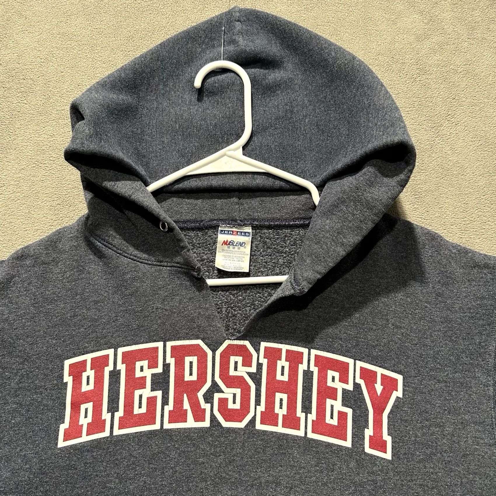 Jerzees Hershey Hoodie Mens Medium Blue/Gray Pullover Sweatshirt Jerzees Nublend GUC Size US M / EU 48-50 / 2 - 3 Thumbnail