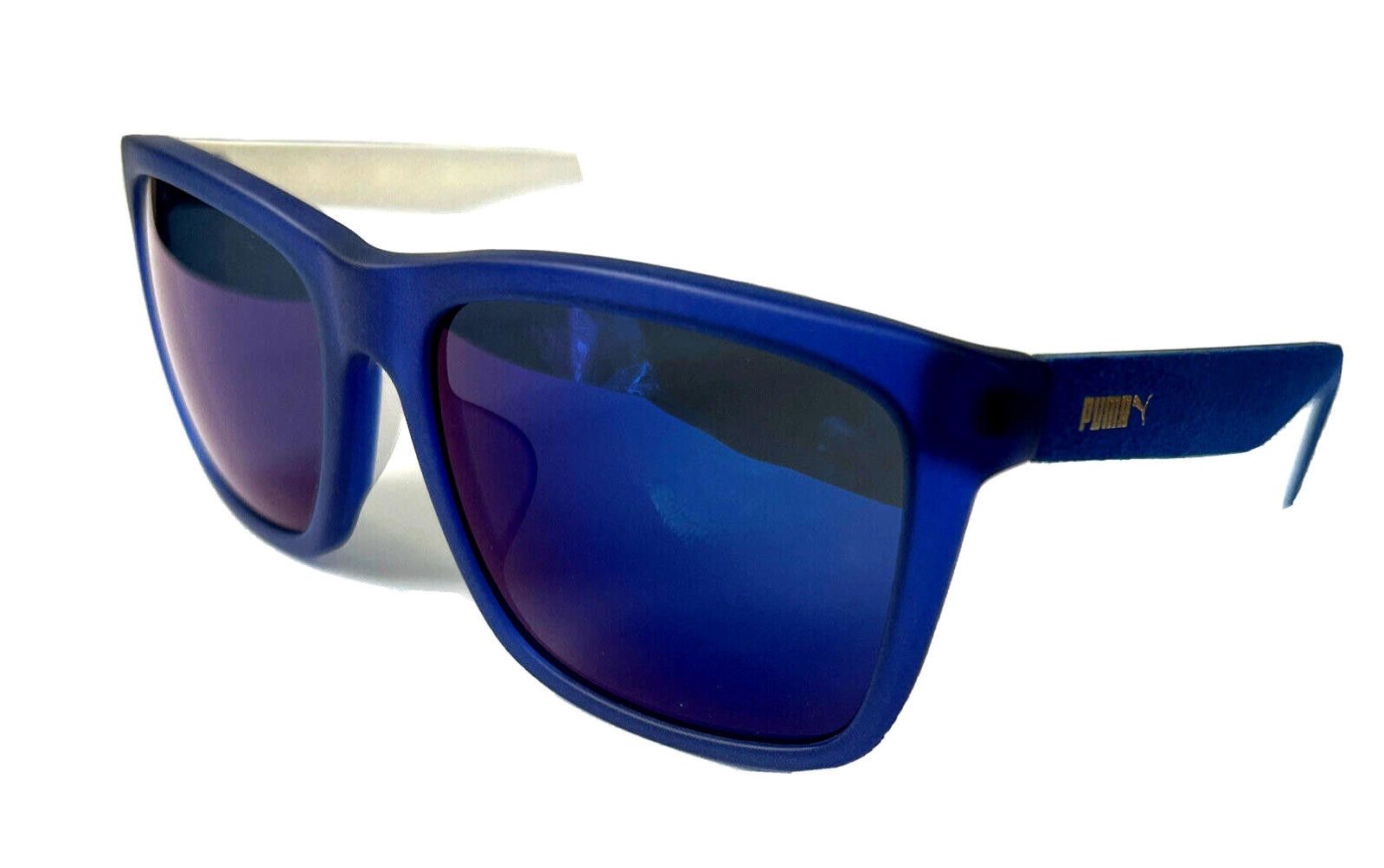 Puma Puma PU0040SA 006 Suede Leather Blue Sunglasses 56-18 140 Size ONE SIZE - 1 Thumbnail