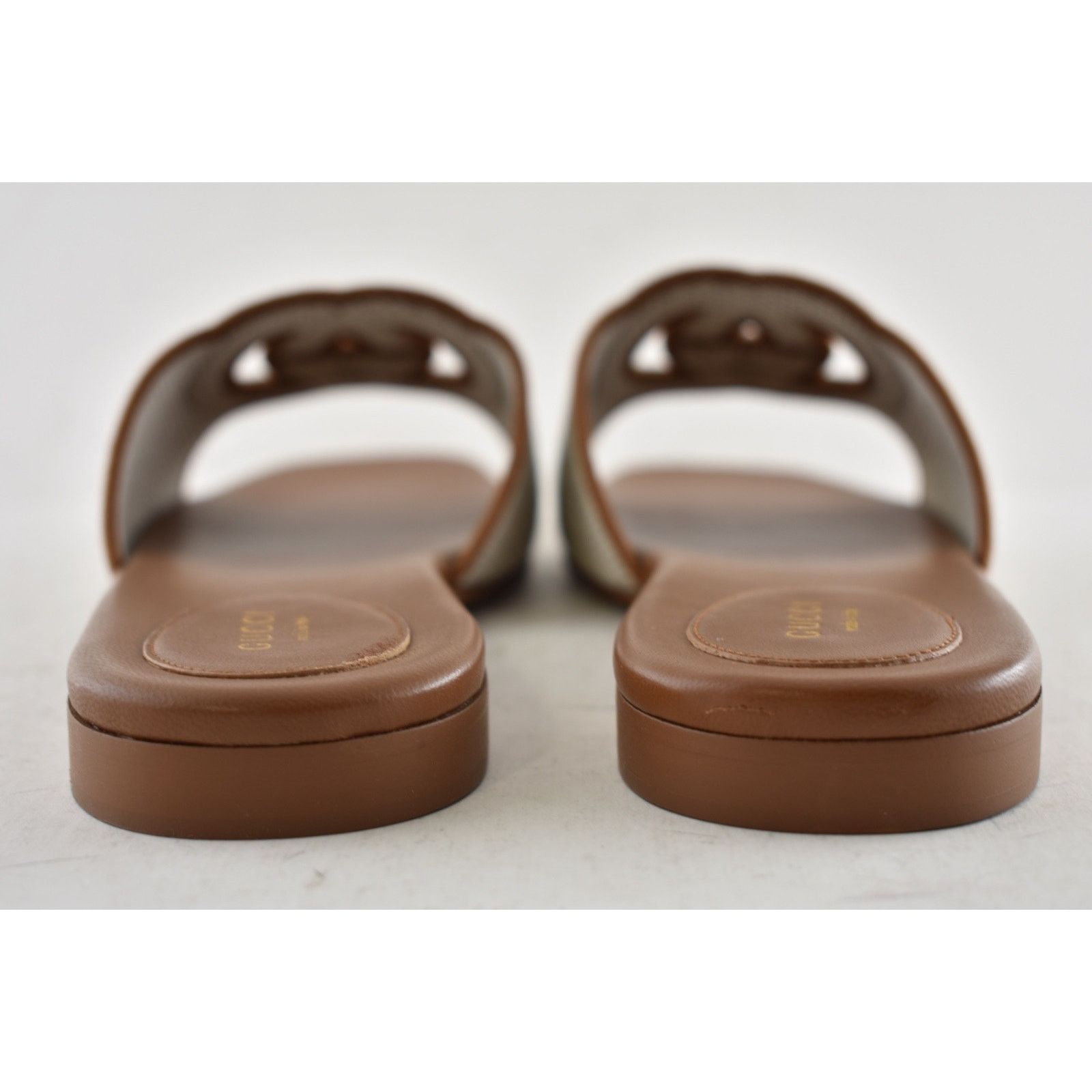Gucci Gucci GG Interlocking Brown Leather Canvas Mule Sandal 42 Size US 12 / IT 42 - 18 Thumbnail