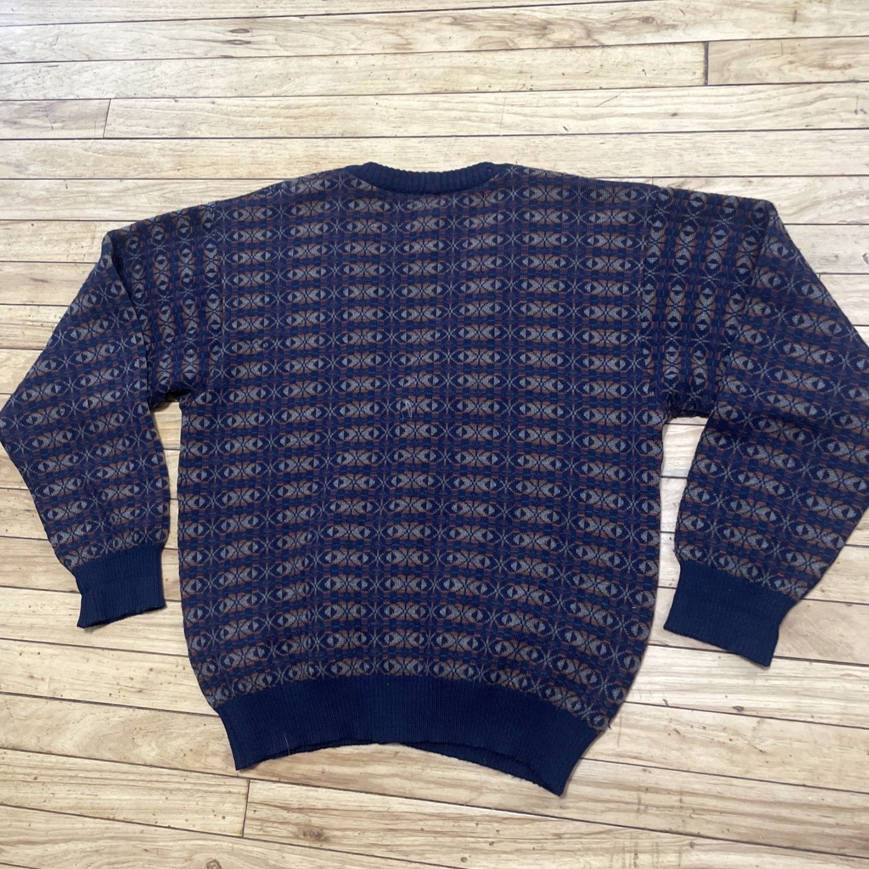 Vintage VINTAGE Tricots St Raphael Cardigan Sweater Men M 90s Geometric Wool Brown 100% Wool Geometric Cardigan Sweater Mens Grunge Accessories Size US M / EU 48-50 / 2 - 2 Thumbnail