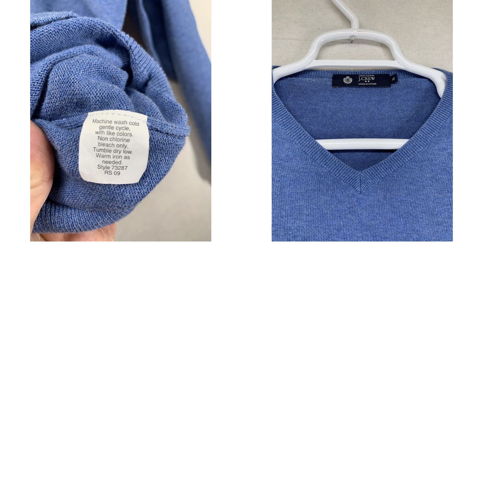 J.Crew VINTAGE J.CREW Men's V-Neck Sweater Pullover Knit Cotton Solid Blue Size XL Winter Fall Spring Size US XL / EU 56 / 4 - 8 Thumbnail