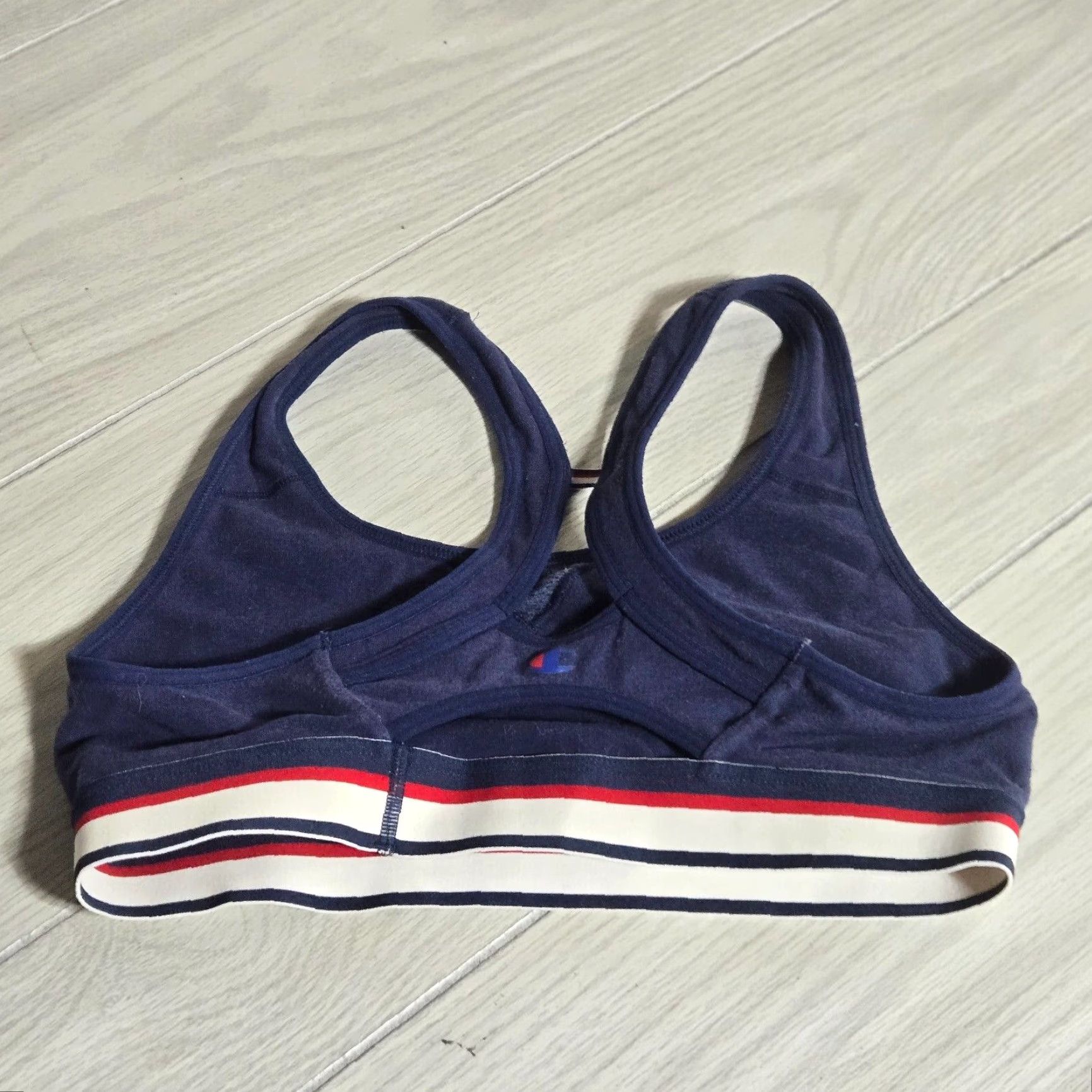 Champion VINTAGE? No — Actually not vintage. Champion Sports Bra Infinity Stripe Racerback Small Women S Blue Ac tivewear Bra Size ONE SIZE - 2 Thumbnail