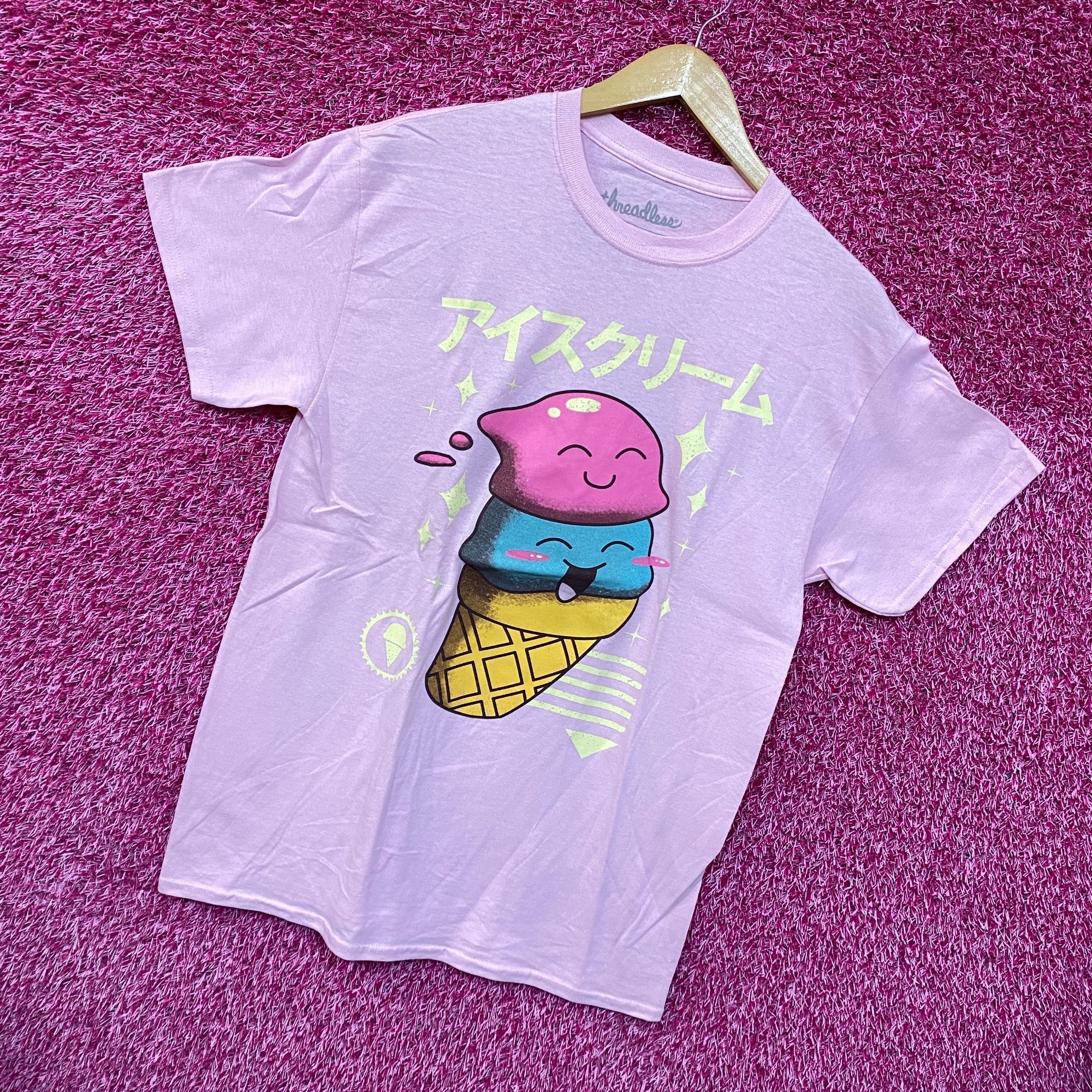 Threadless Kawaii ice cream pink Tshirt size medium Size US M / EU 48-50 / 2 - 3 Thumbnail