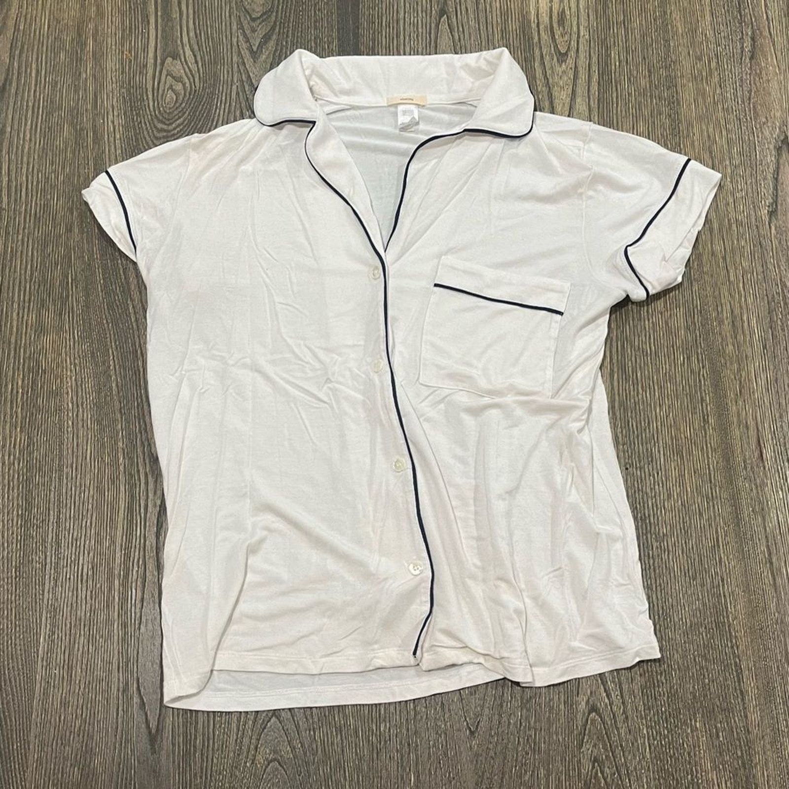 Eberjey Eberjey Pajama Shirt Short Sleeves Button Up White Small Size S / US 4 / IT 40 - 1 Thumbnail