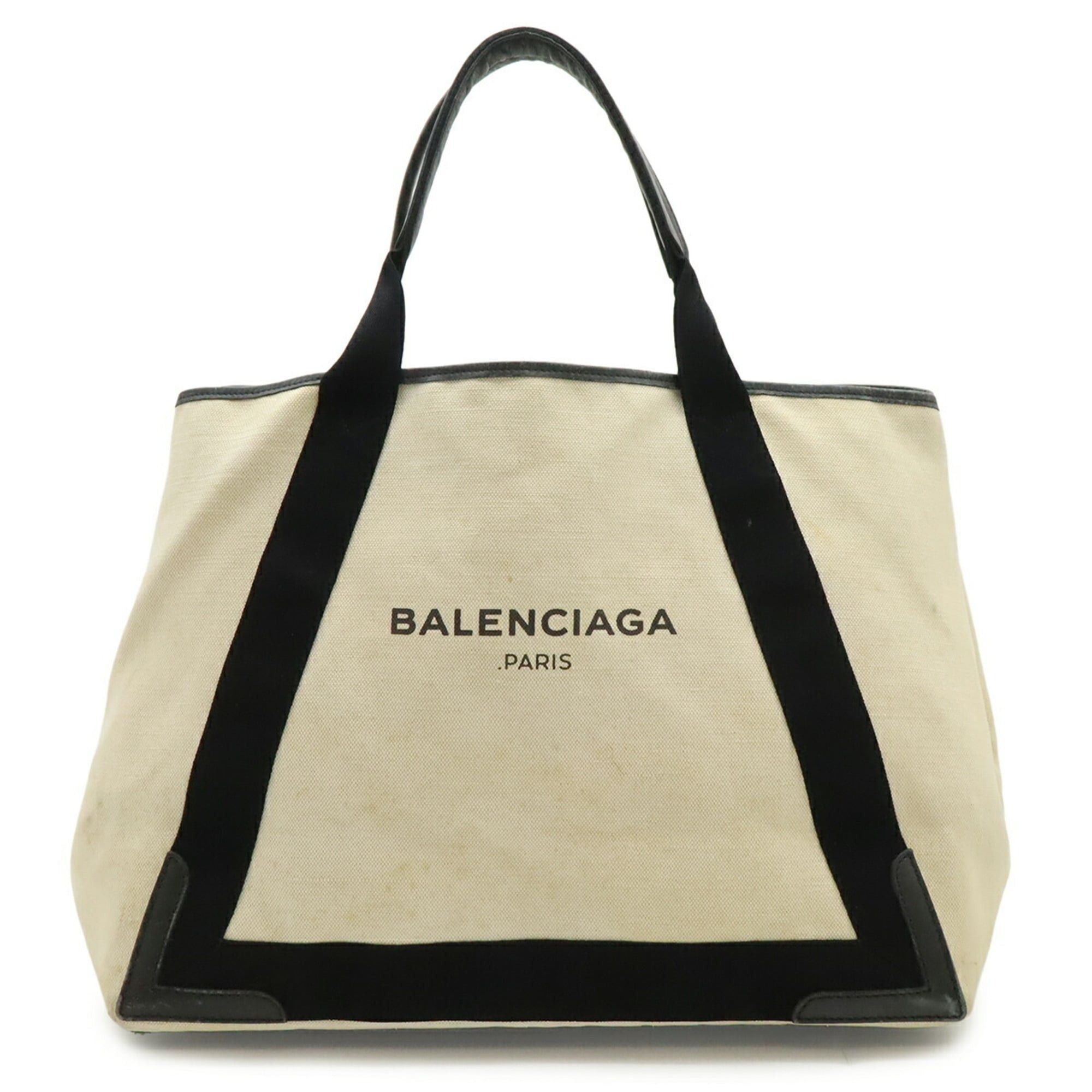 Balenciaga BALENCIAGA Cabas M Tote Bag/Shoulder Bag, Navy, Canvas/Leather, Natural Black, Handbag (Pouch missing), Item No. 339936 Size ONE SIZE - 1 Thumbnail