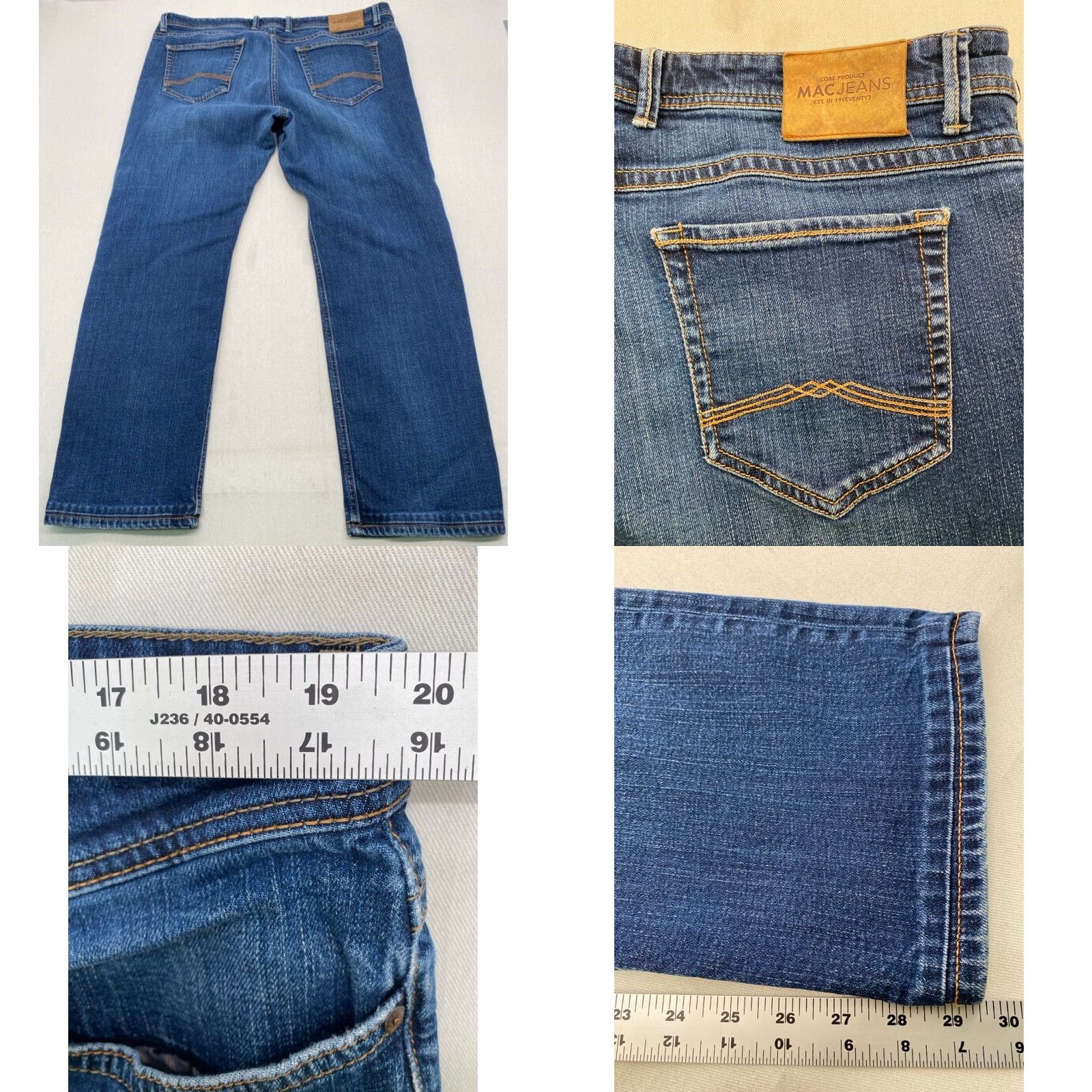 Vintage MAC Jeans Jeans Mens 42x32 Denim Blue 5-Pocket Stretch Straight High Rise 42 Men Size US 42 / EU 58 - 8 Thumbnail