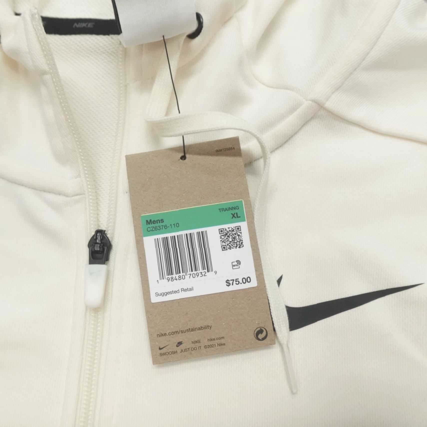 Nike Nike Dri-FIT Full-Zip Training Hoodie Men’s XL Beige CZ6376-110 Size US XL / EU 56 / 4 - 3 Thumbnail